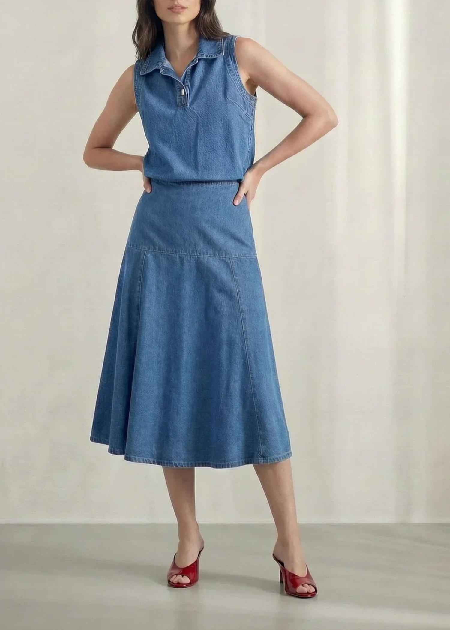 cotton Skirt in Denim
