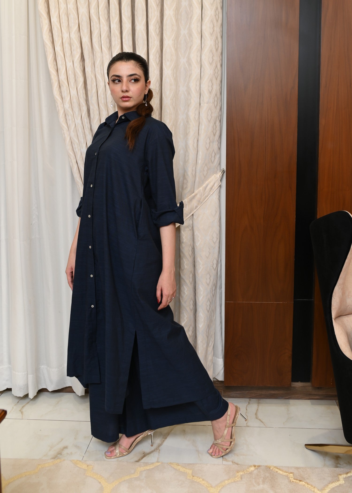 irish linen Co ord Sets in Navy blue