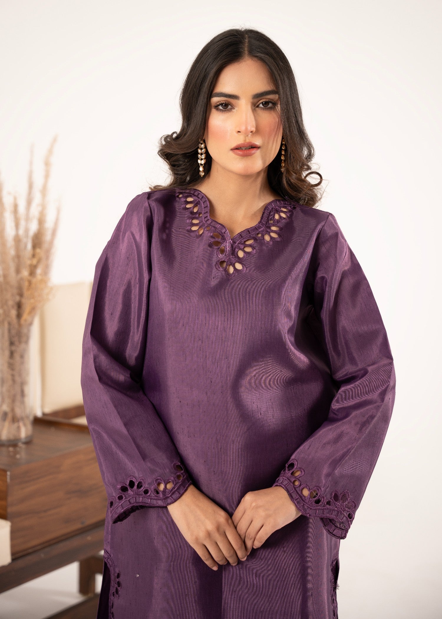 pk raw silk Kurta Set in Purple