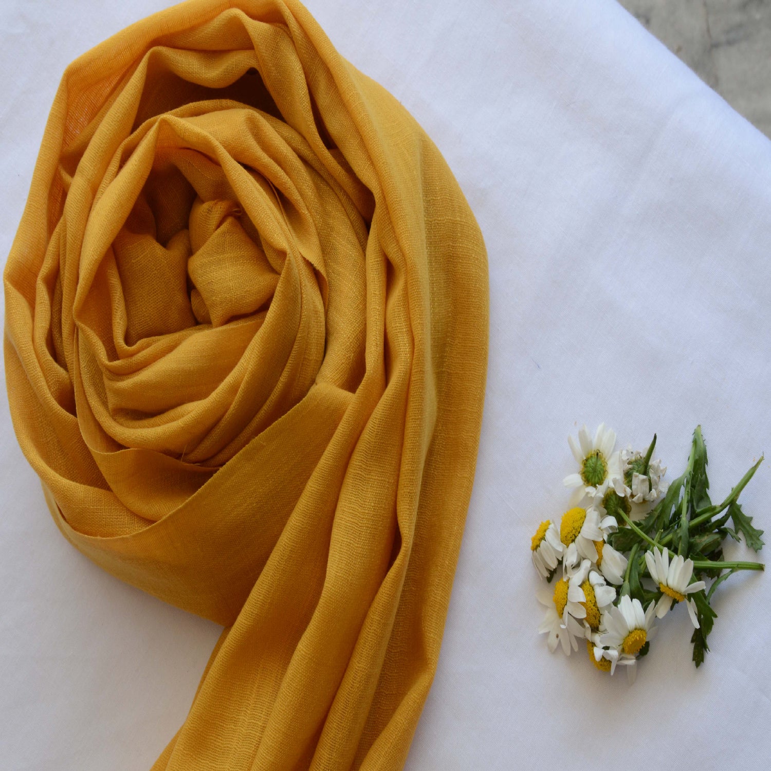 slub lawn Hijab in Mustard