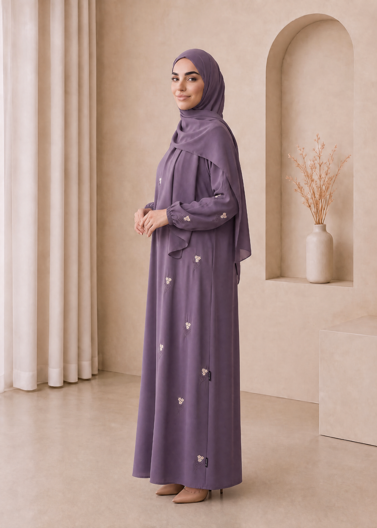 nidha Abaya in Heathered lilac