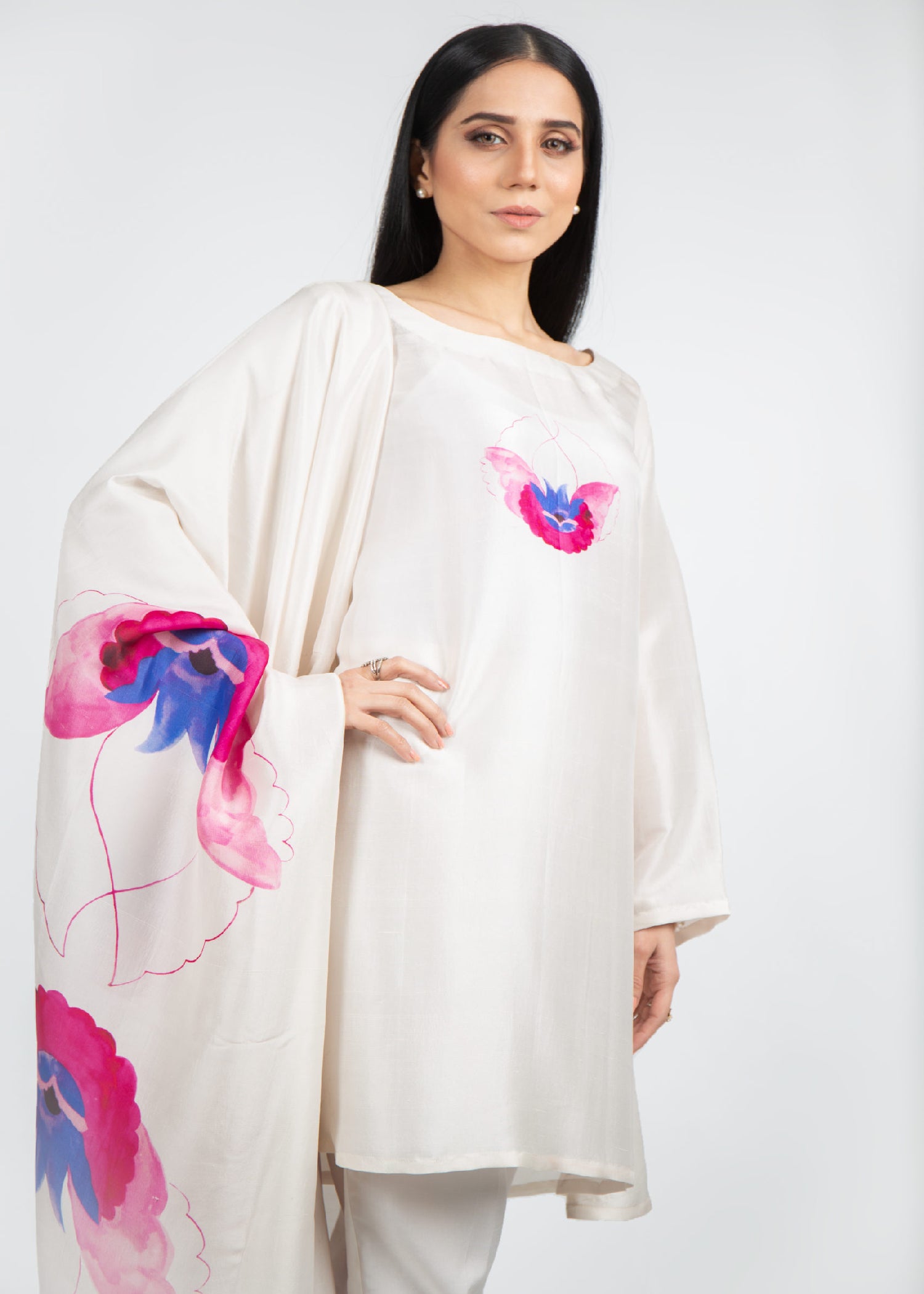 silk Short Frock in White