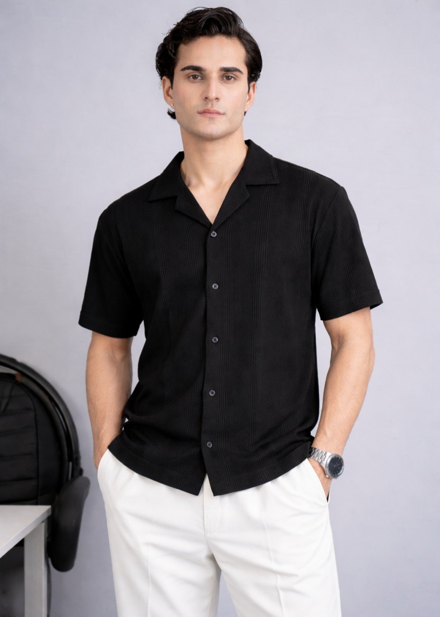 cotton Casual Shirt in Black by Ecowears.Pk