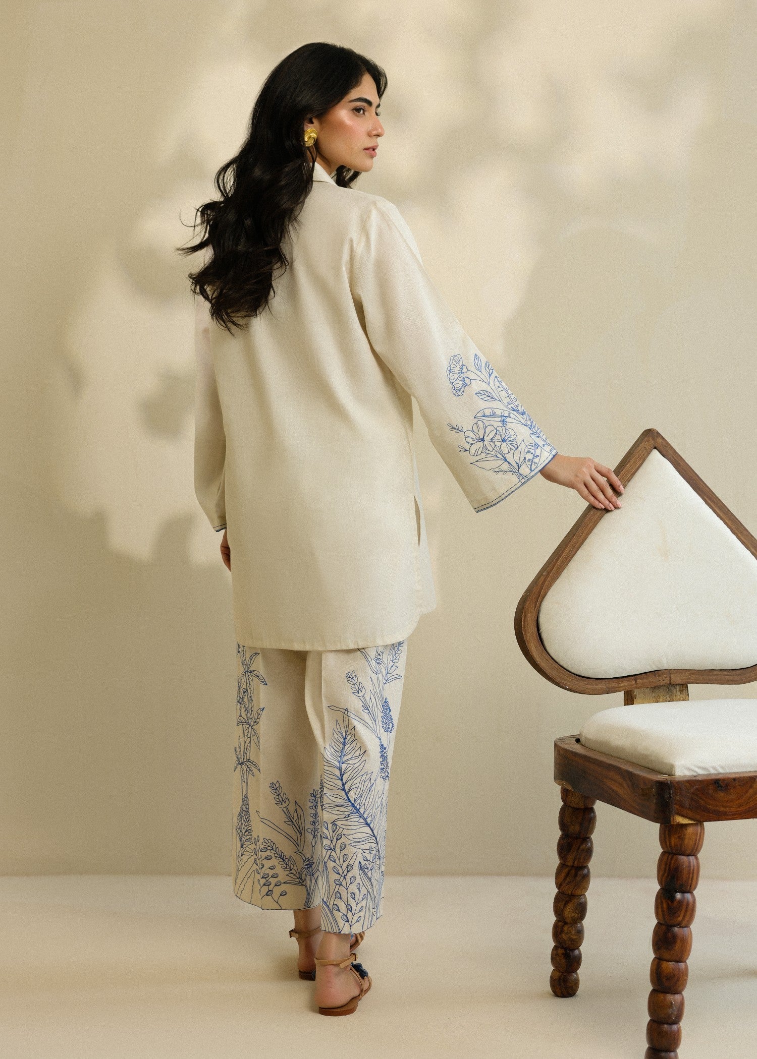 self jacquard Co Ord Sets in Ivory
