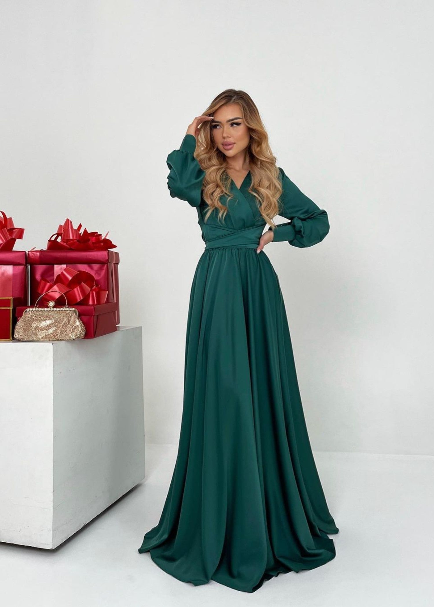 silk Dress in Green