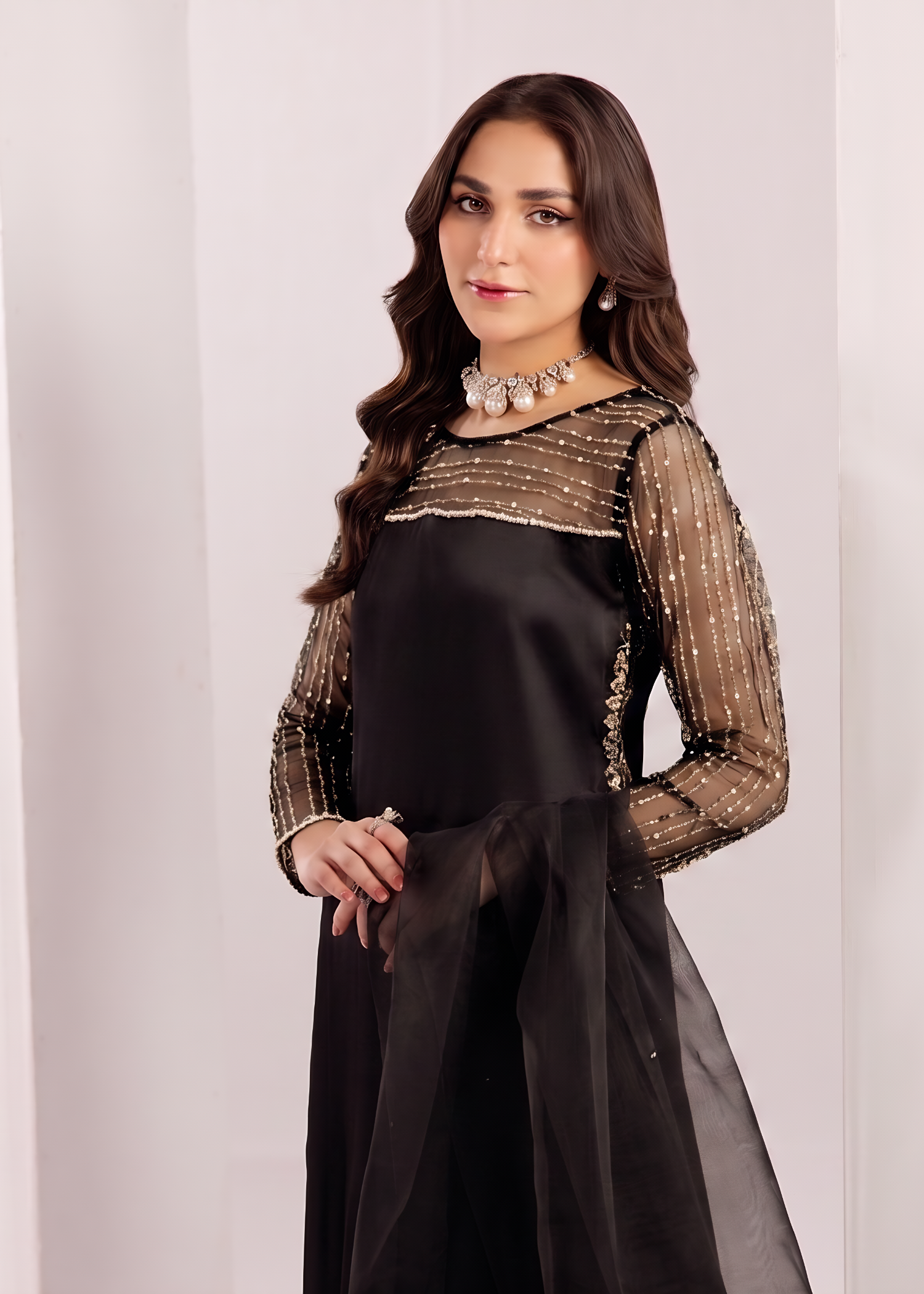 silk Kurta Set in Jet black
