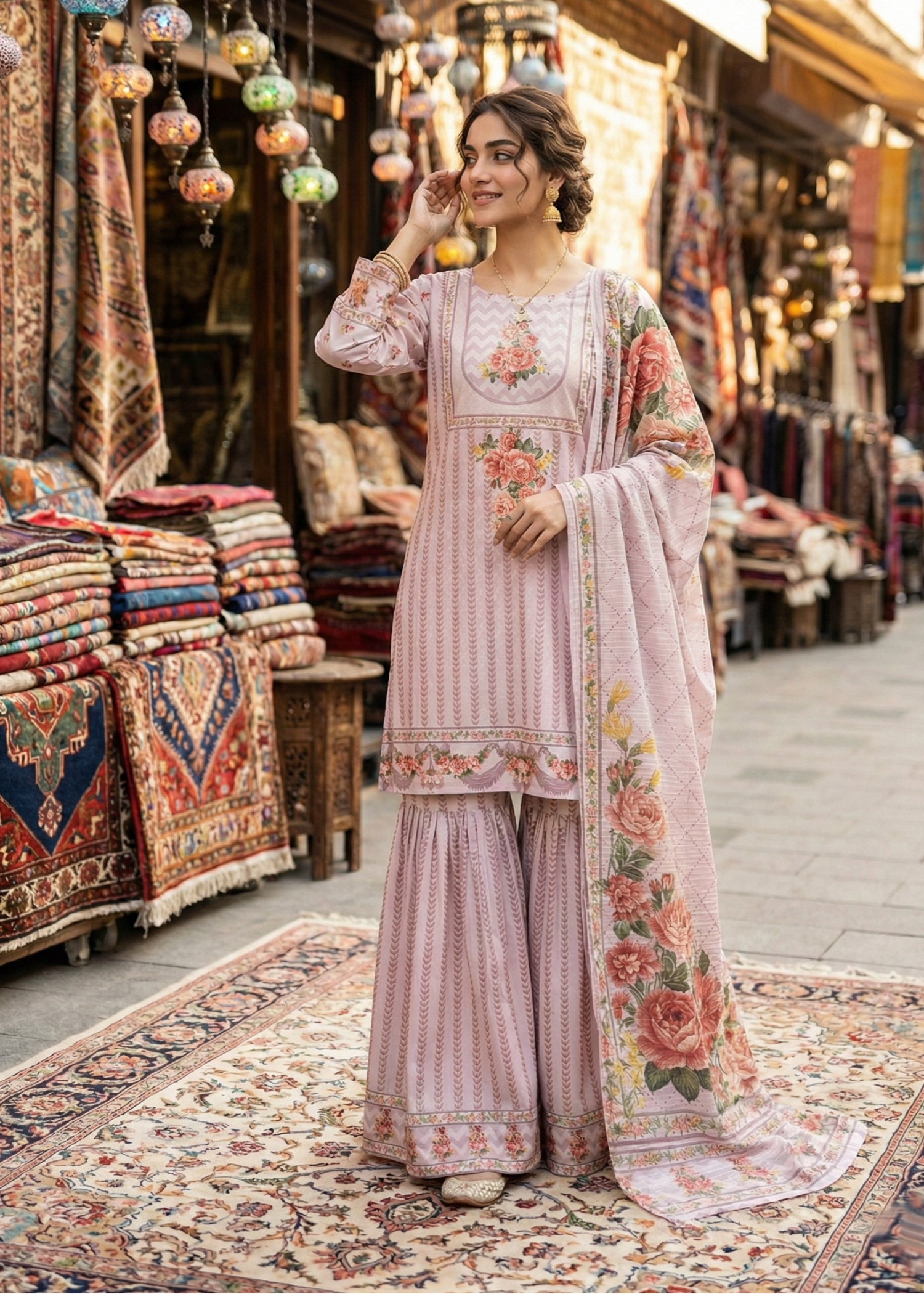 silk Gharara in Lilac