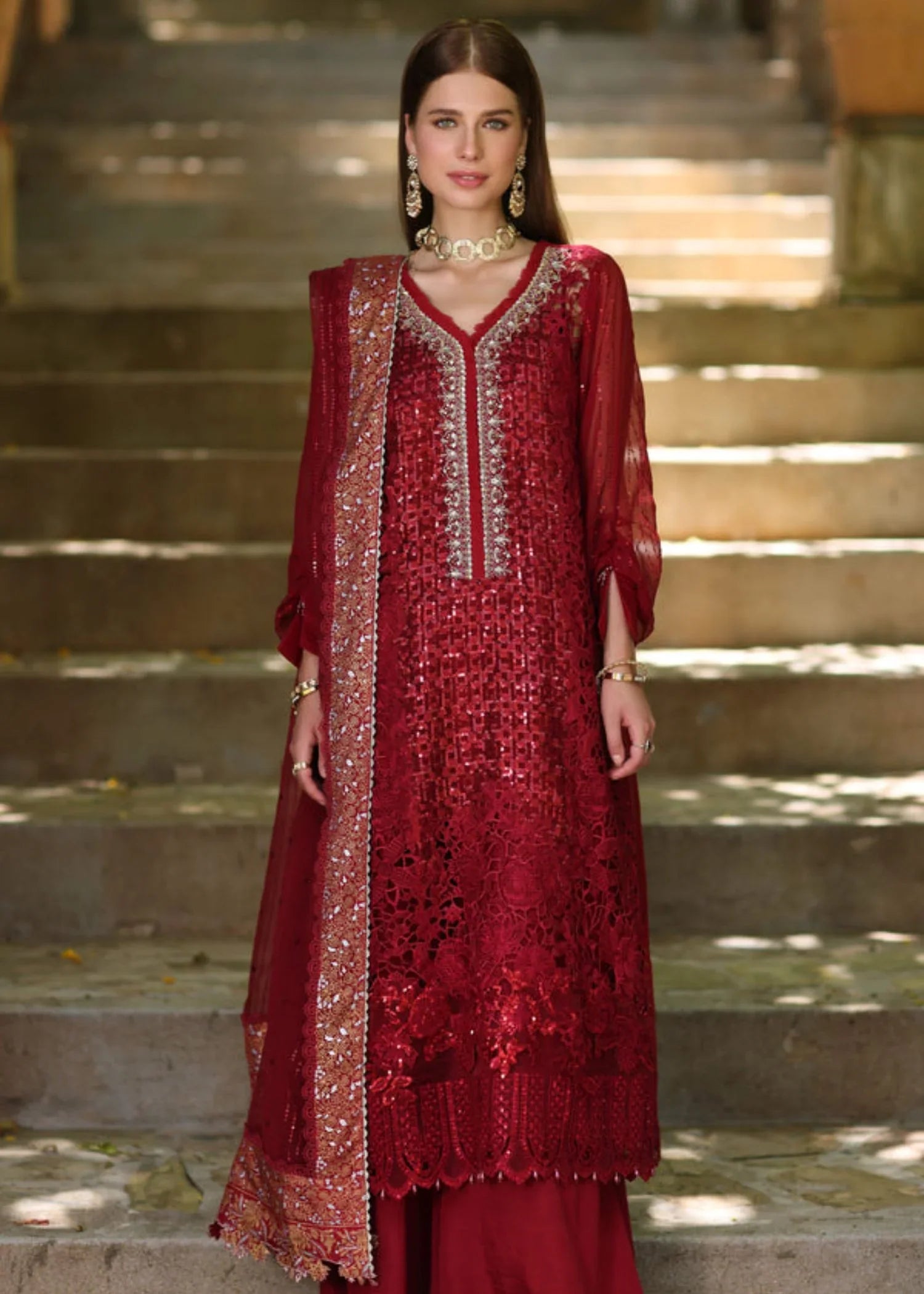 chiffon Unstitched in Red