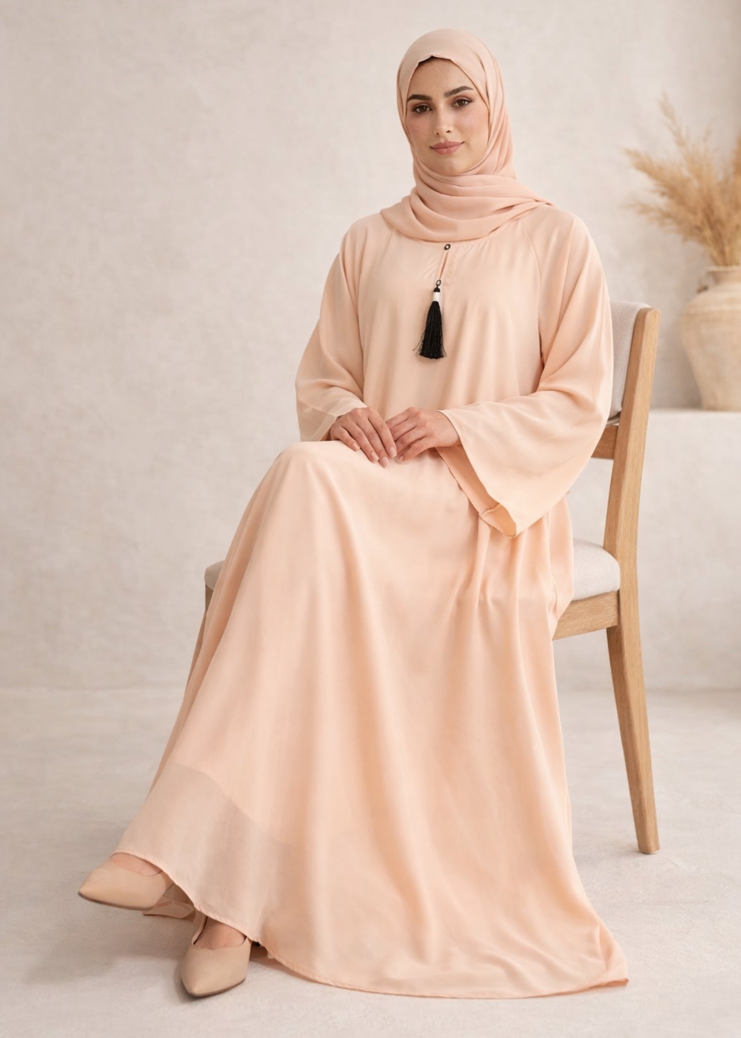 georgette chiffon Abaya in Peach orange