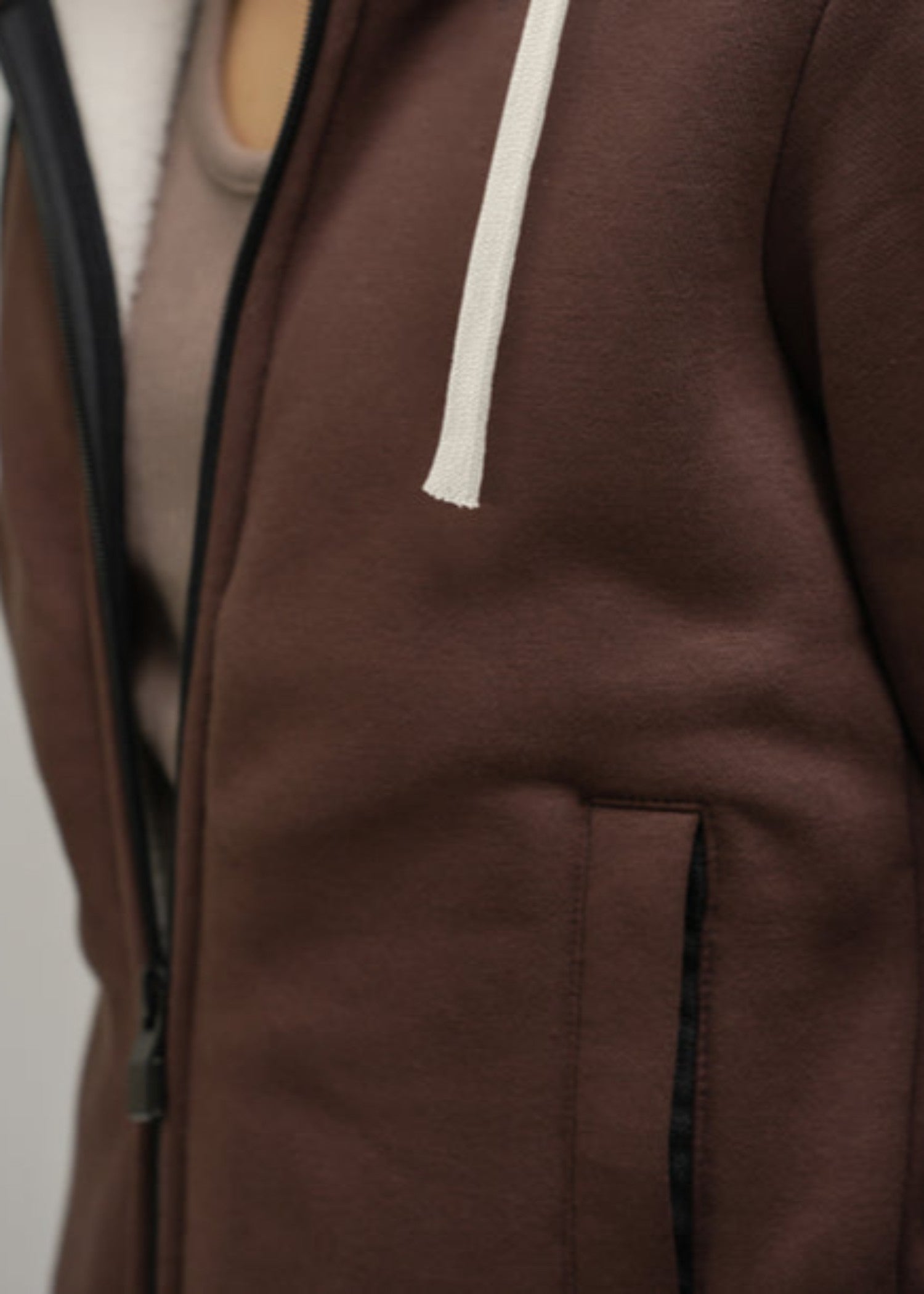 fleece Hoodie in Dark brown