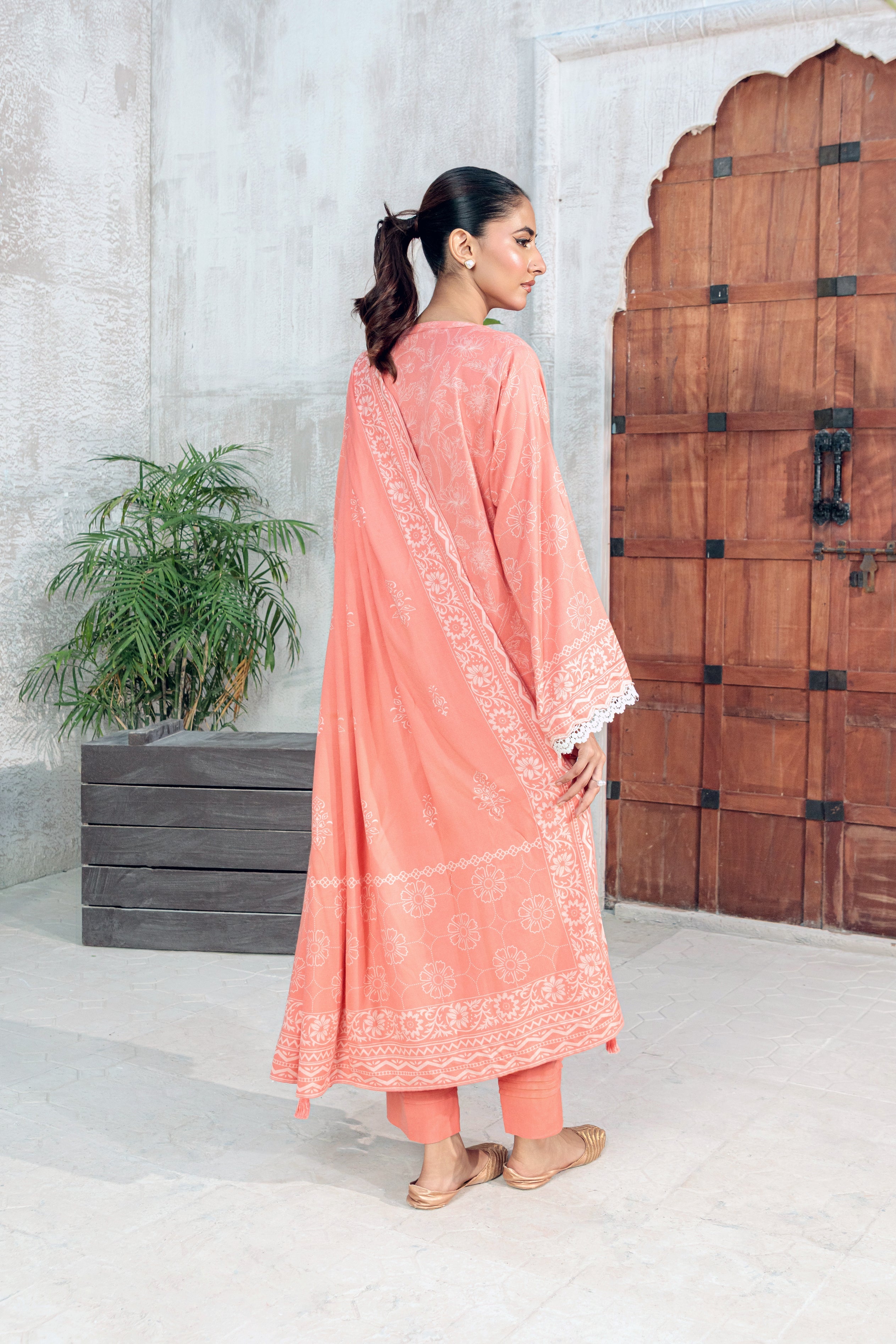 pashmina Unstitched in Peach pink