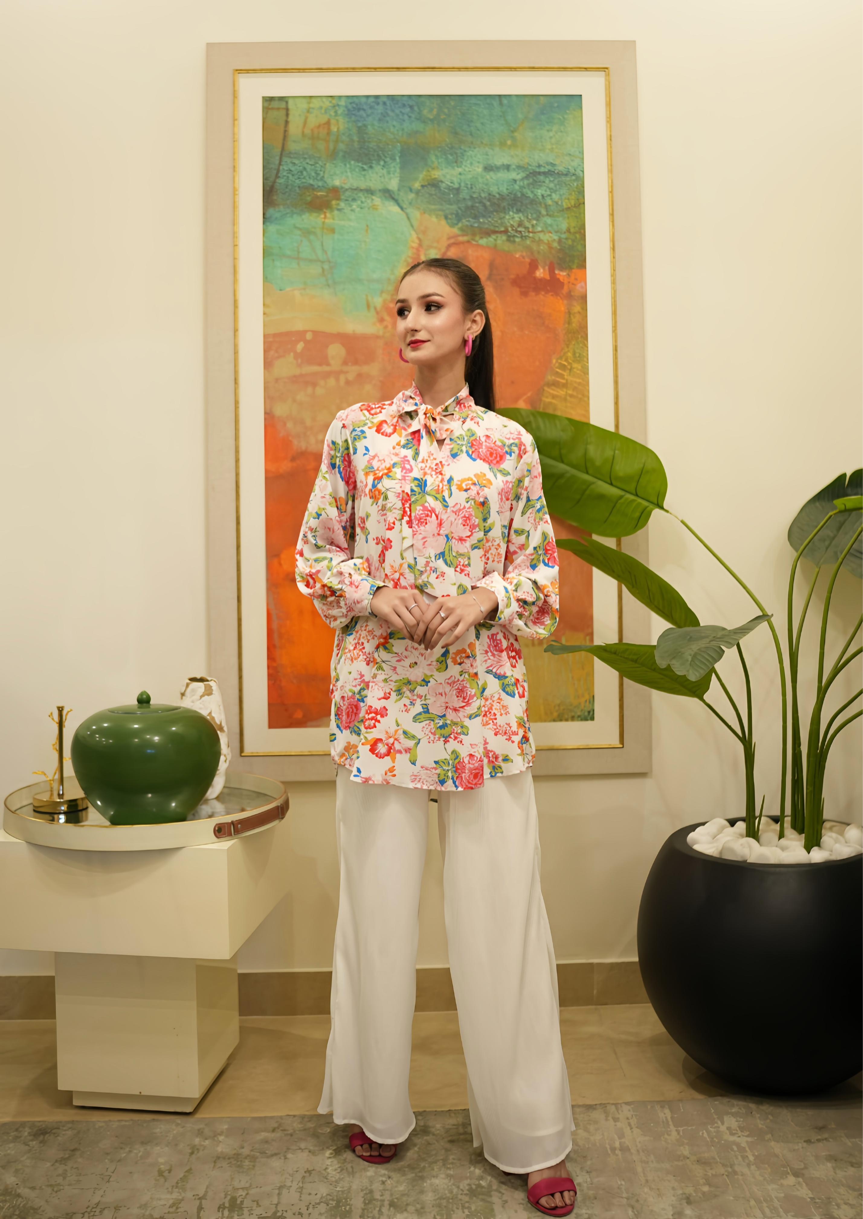 crepe Co Ord Sets in Pink, white, flamingo