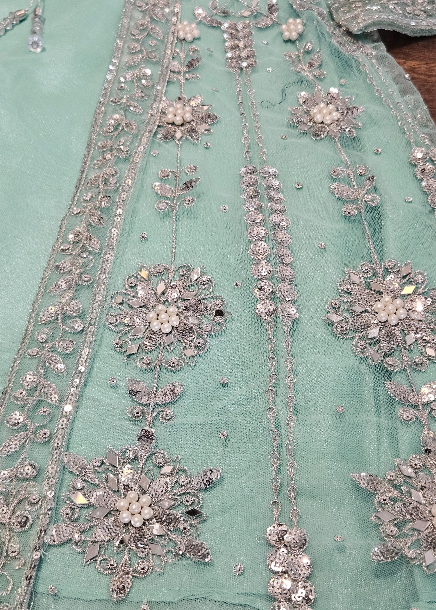 net Gown in Aquamarine