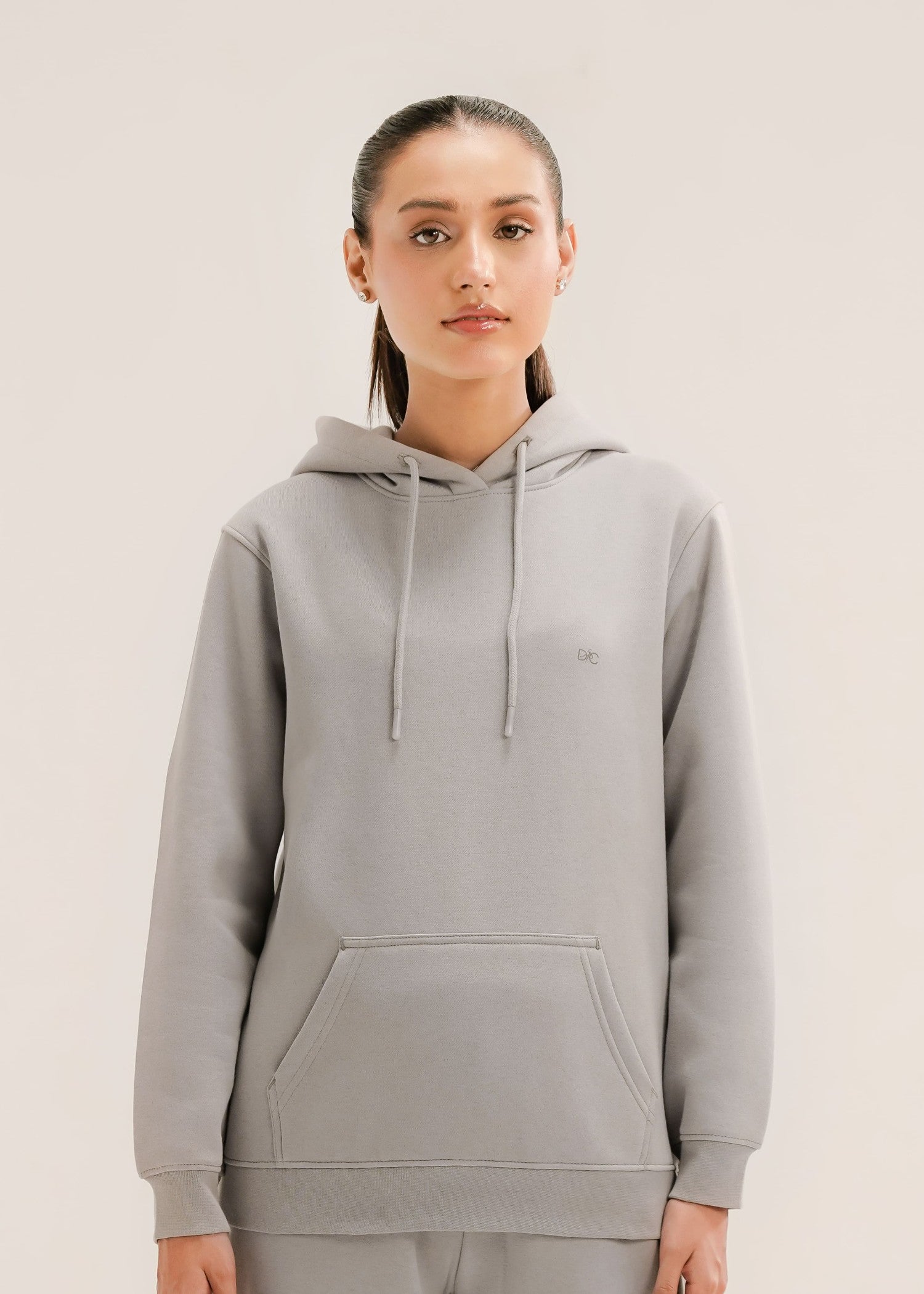 fleece Hoodie in Silver
