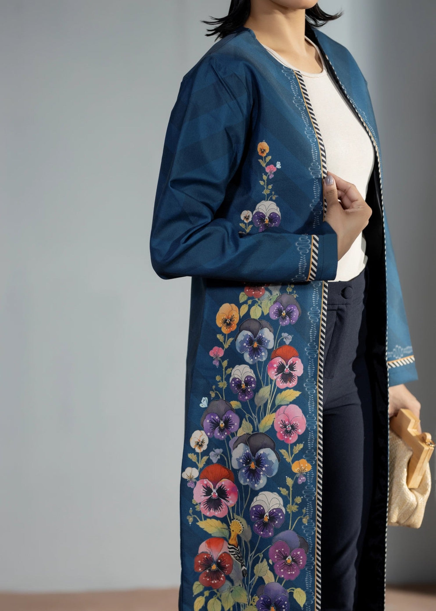blended cambric Coat in Ocean blue