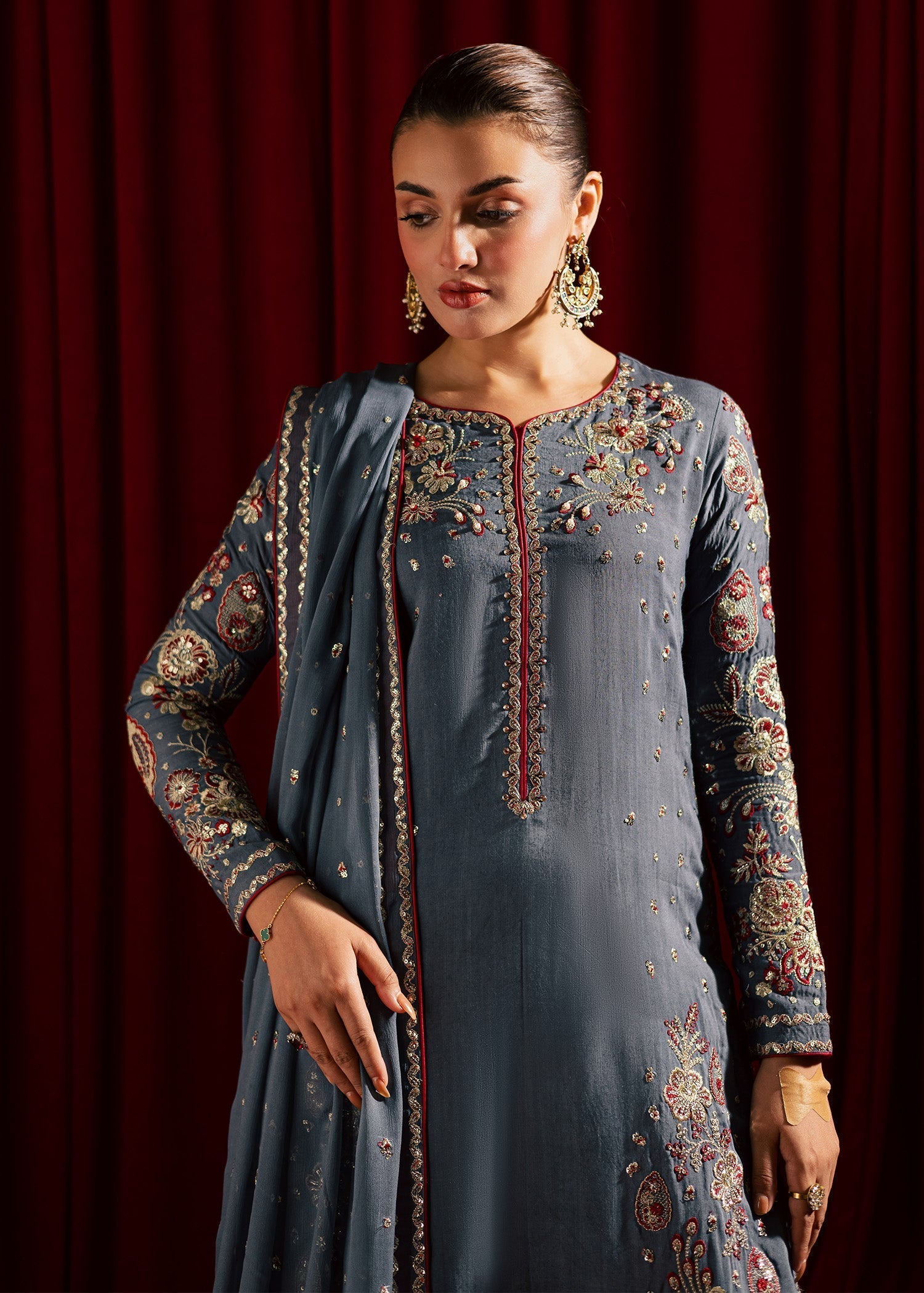 medium silk Kurta Set in Grey