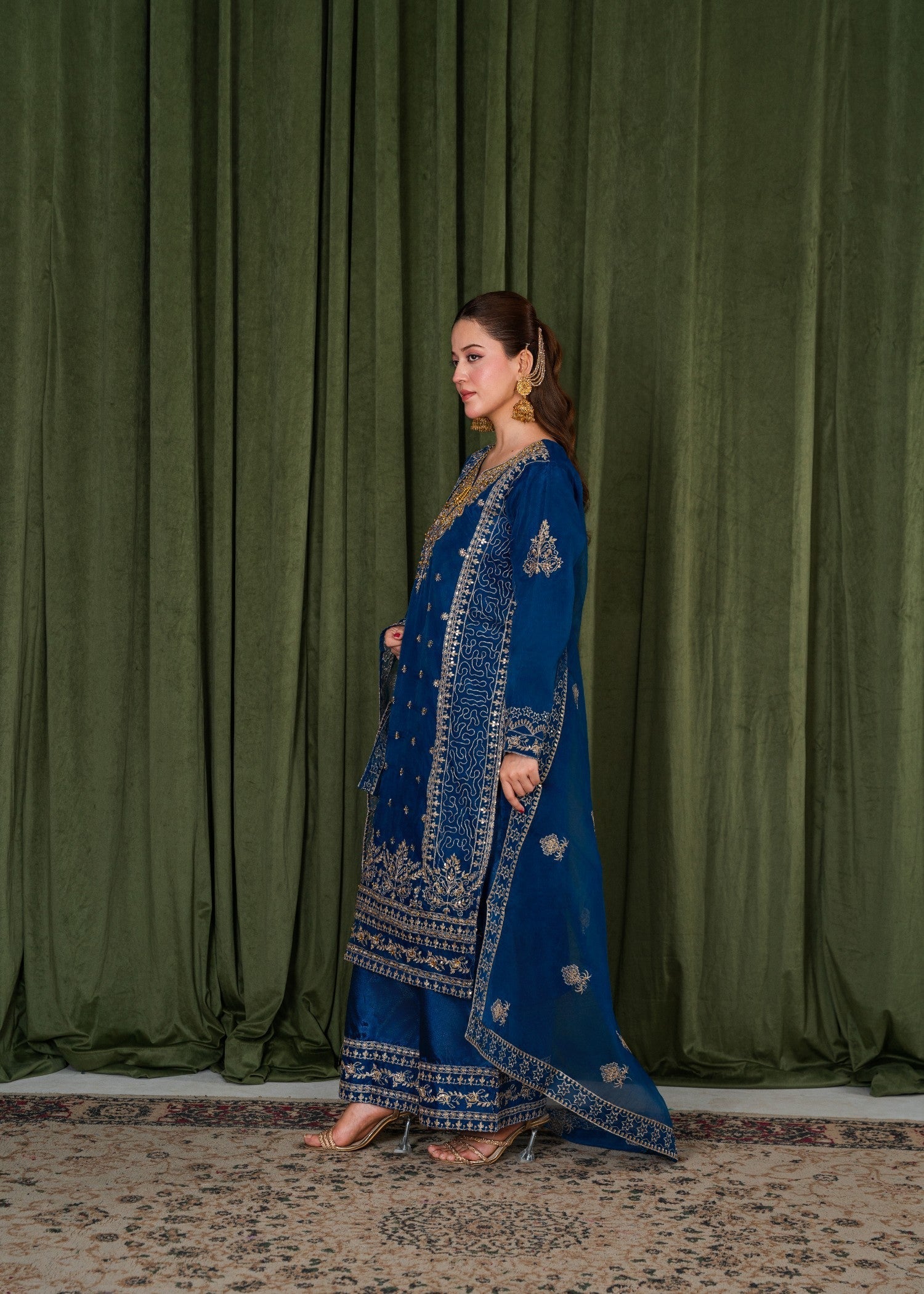 organza Kurta Set in Blue