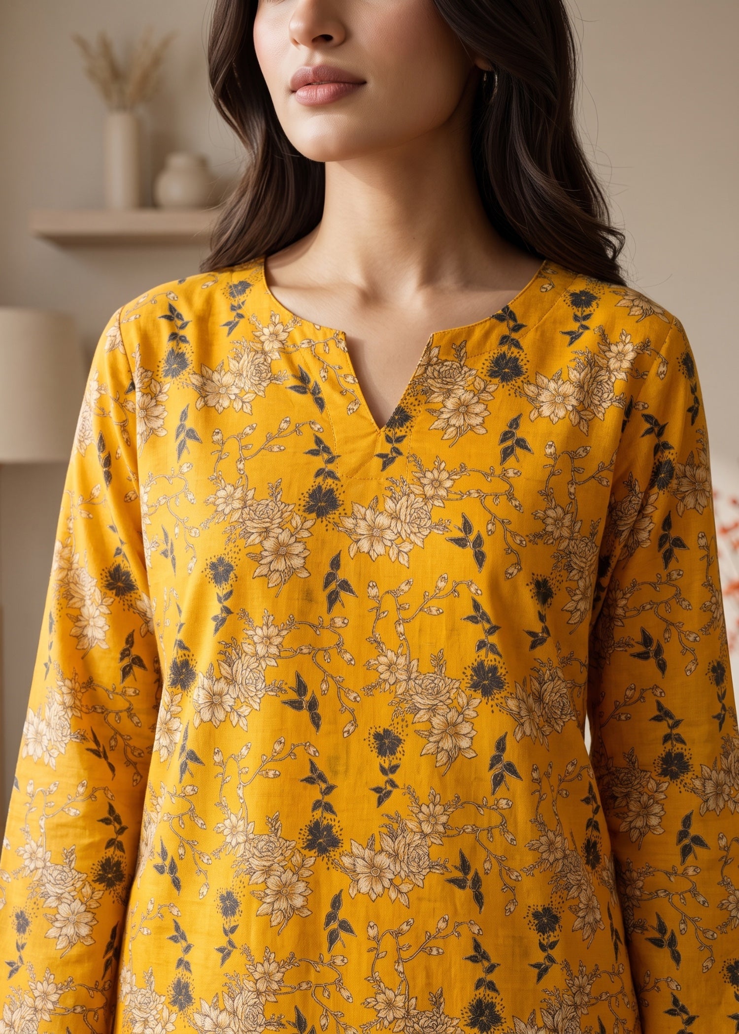 lawn cotton Kurti in Carrot orange