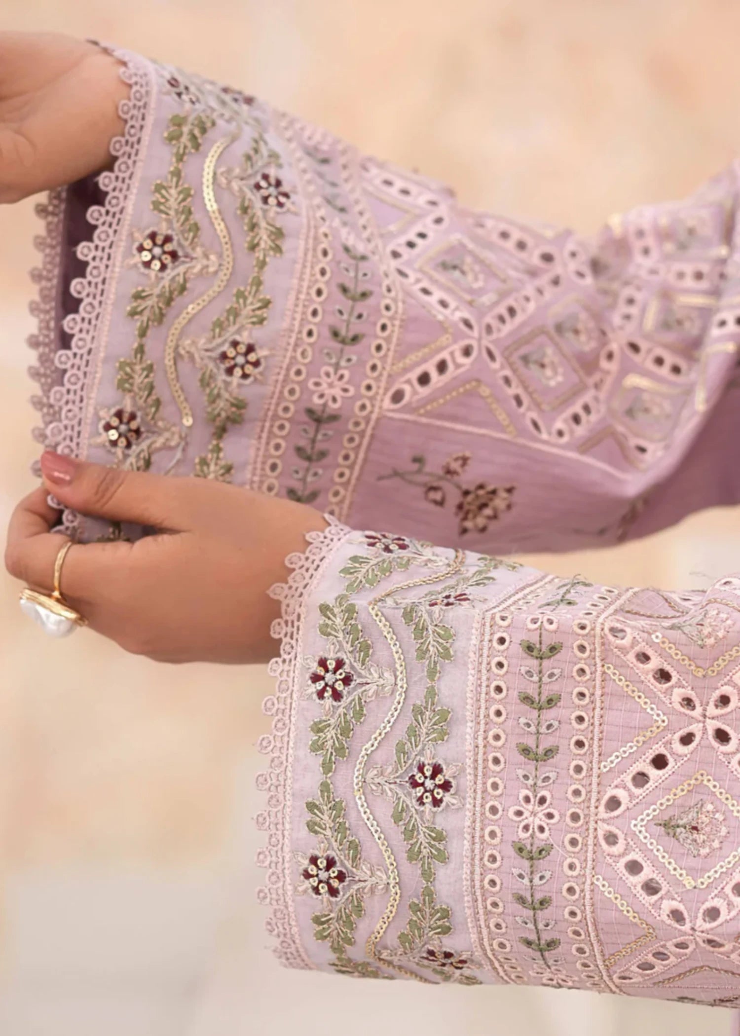 cambric Kurta Set in Lilac