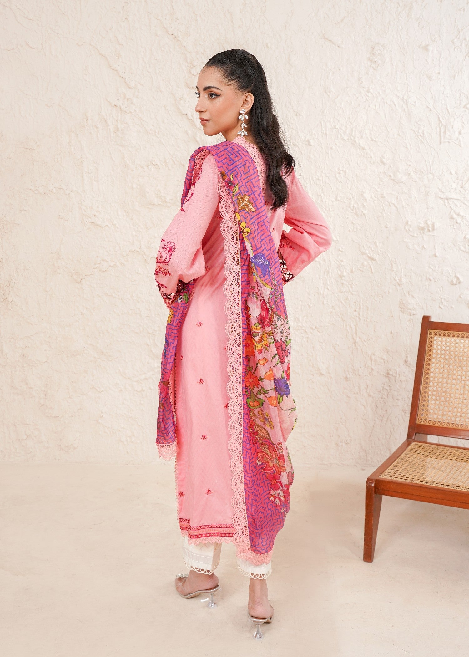 self jacquard Unstitched in Pink