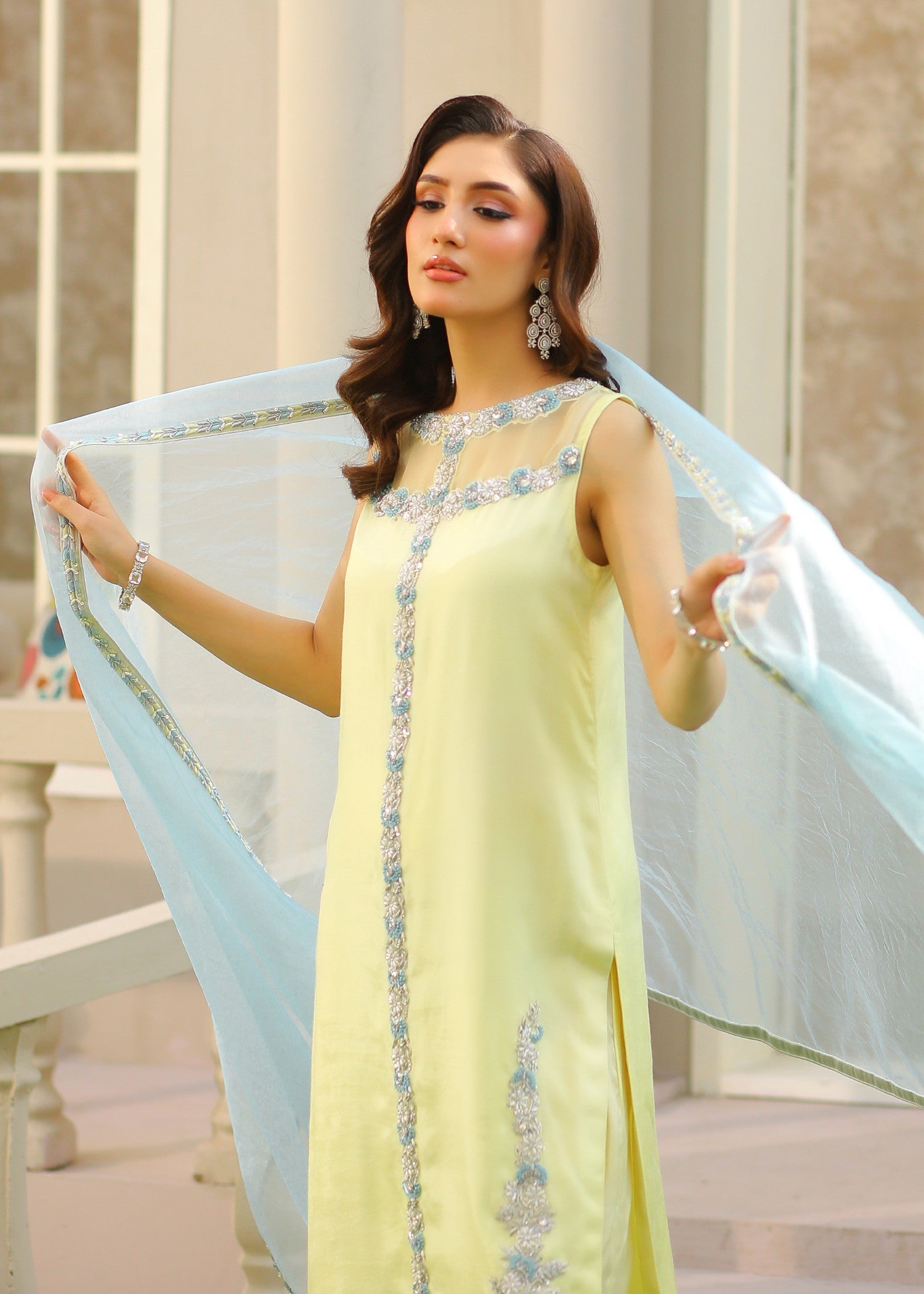 cotton silk Kurta Set in Lemon