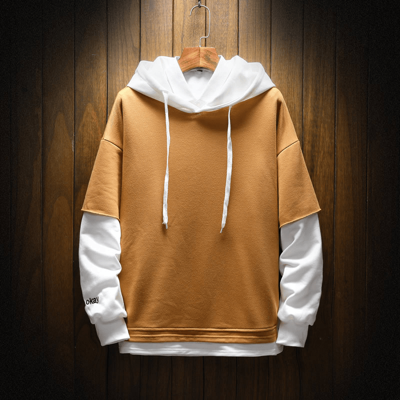 Men'S Sweater Japanese Retro Hip-Hop Fake Two-Piece Suit