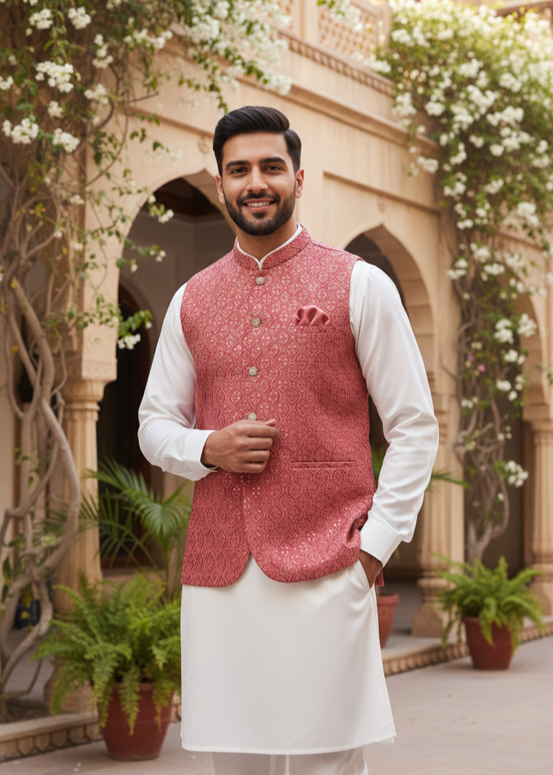 silk Waistcoat in Tea rose pink