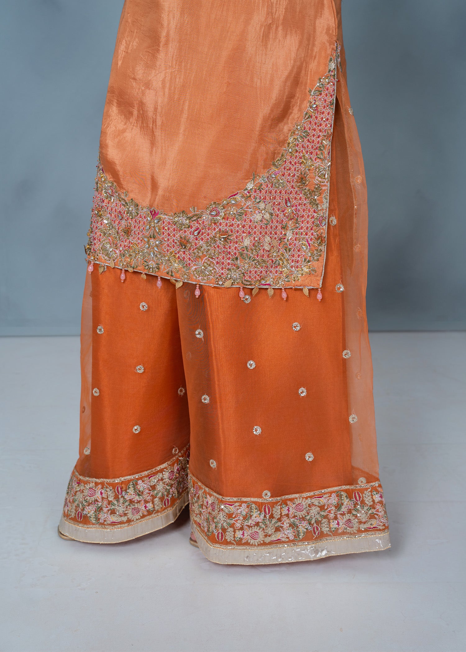 tissue silk Sharara in Orange