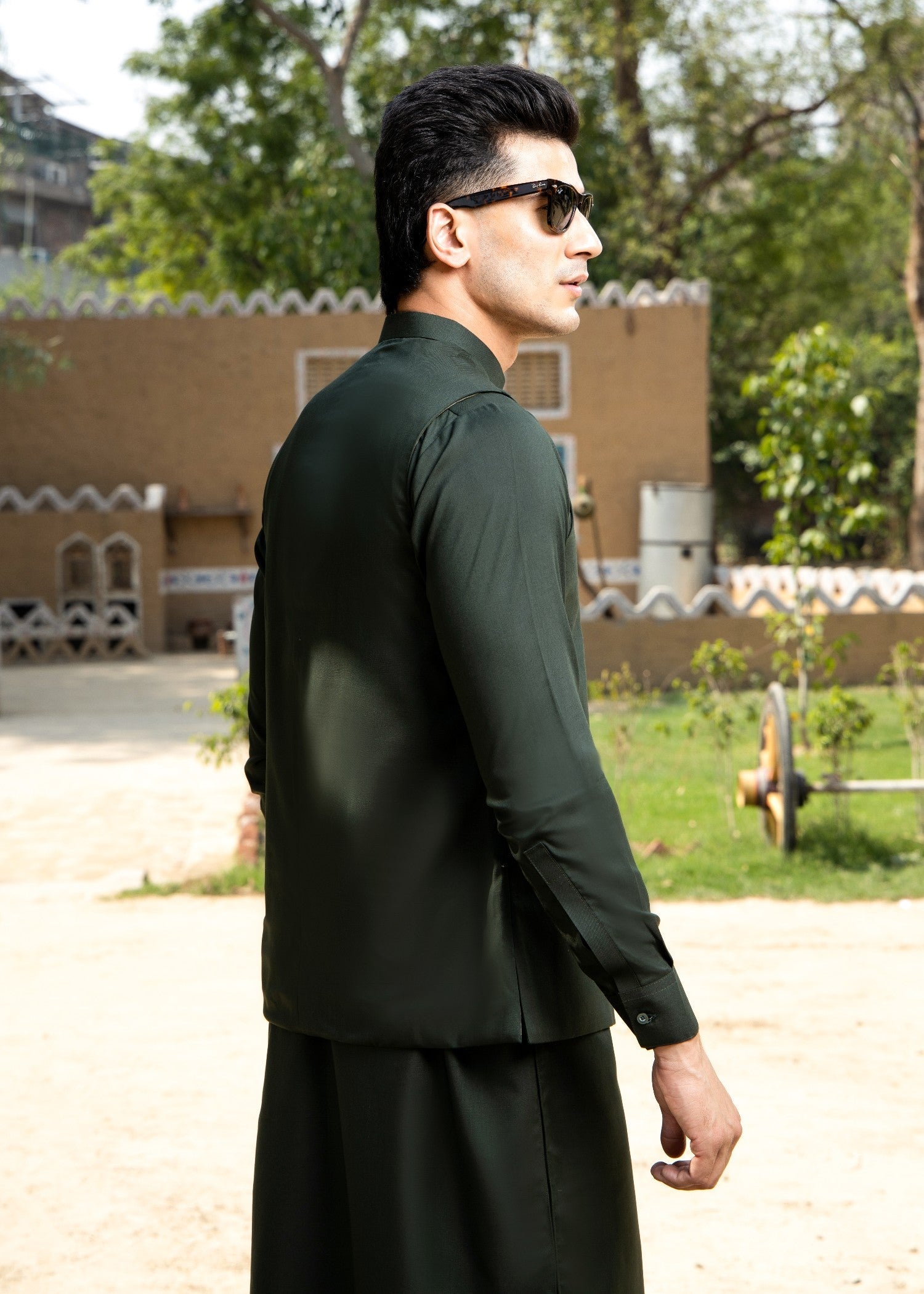 wash & wear Waistcoat in Bottle green