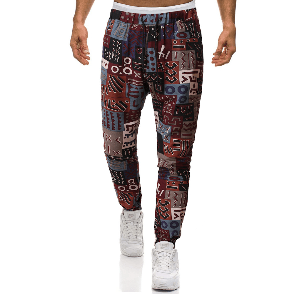 Trendy Retro Ethnic Style Cotton and Linen plus Size Casual Harem Pants