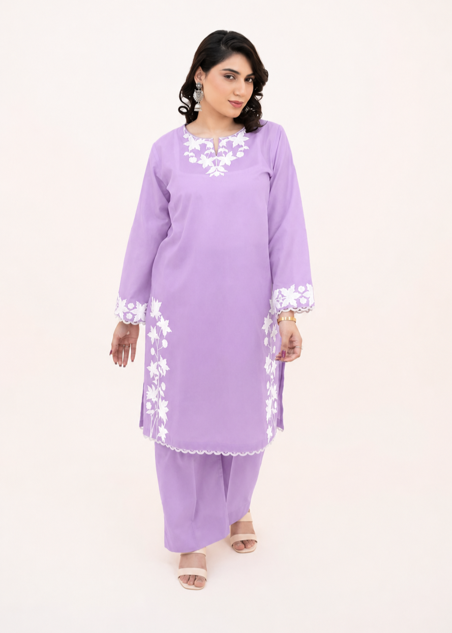 linen Kurta Set in Violet