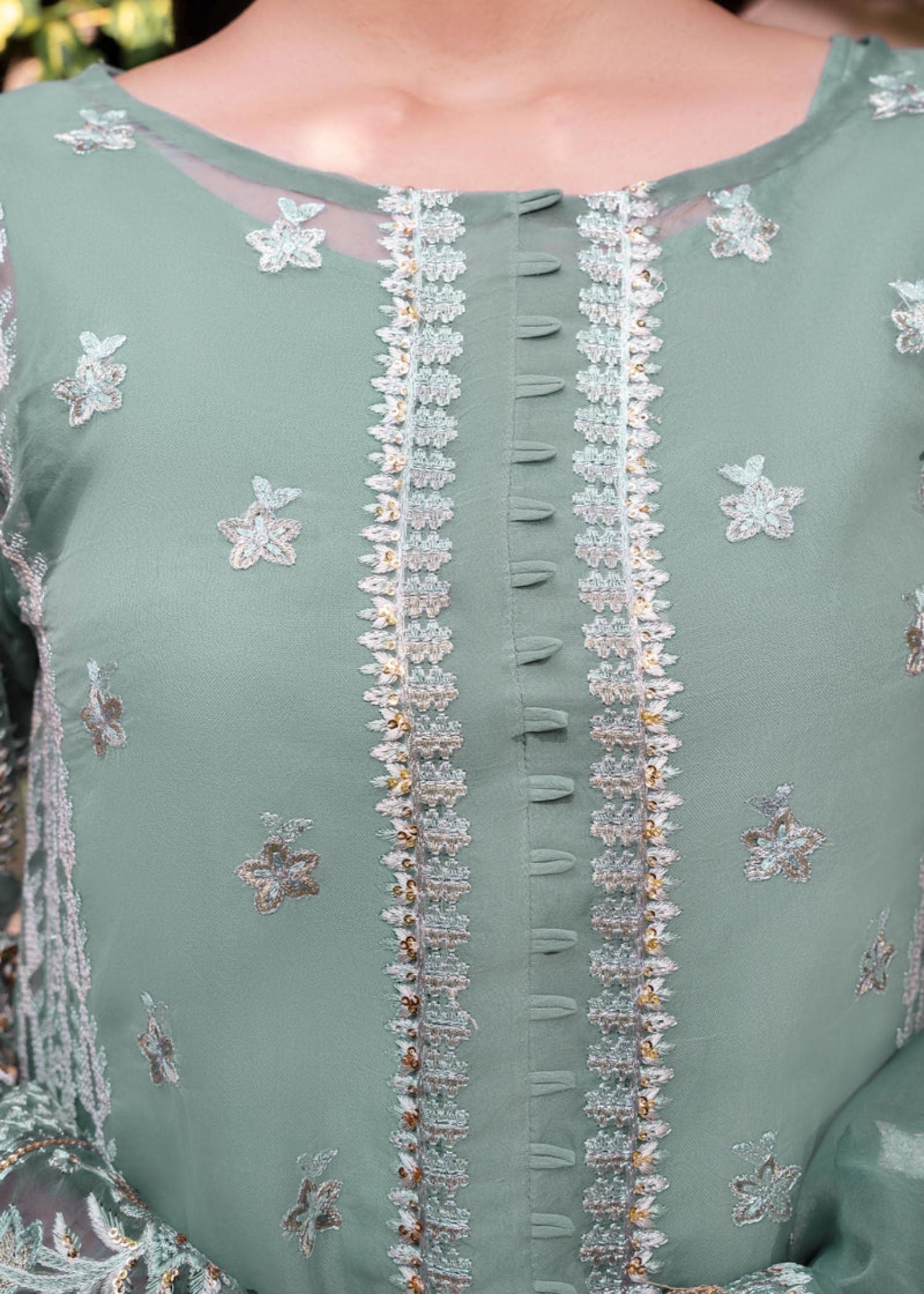 organza Kurta Set in Pastel green