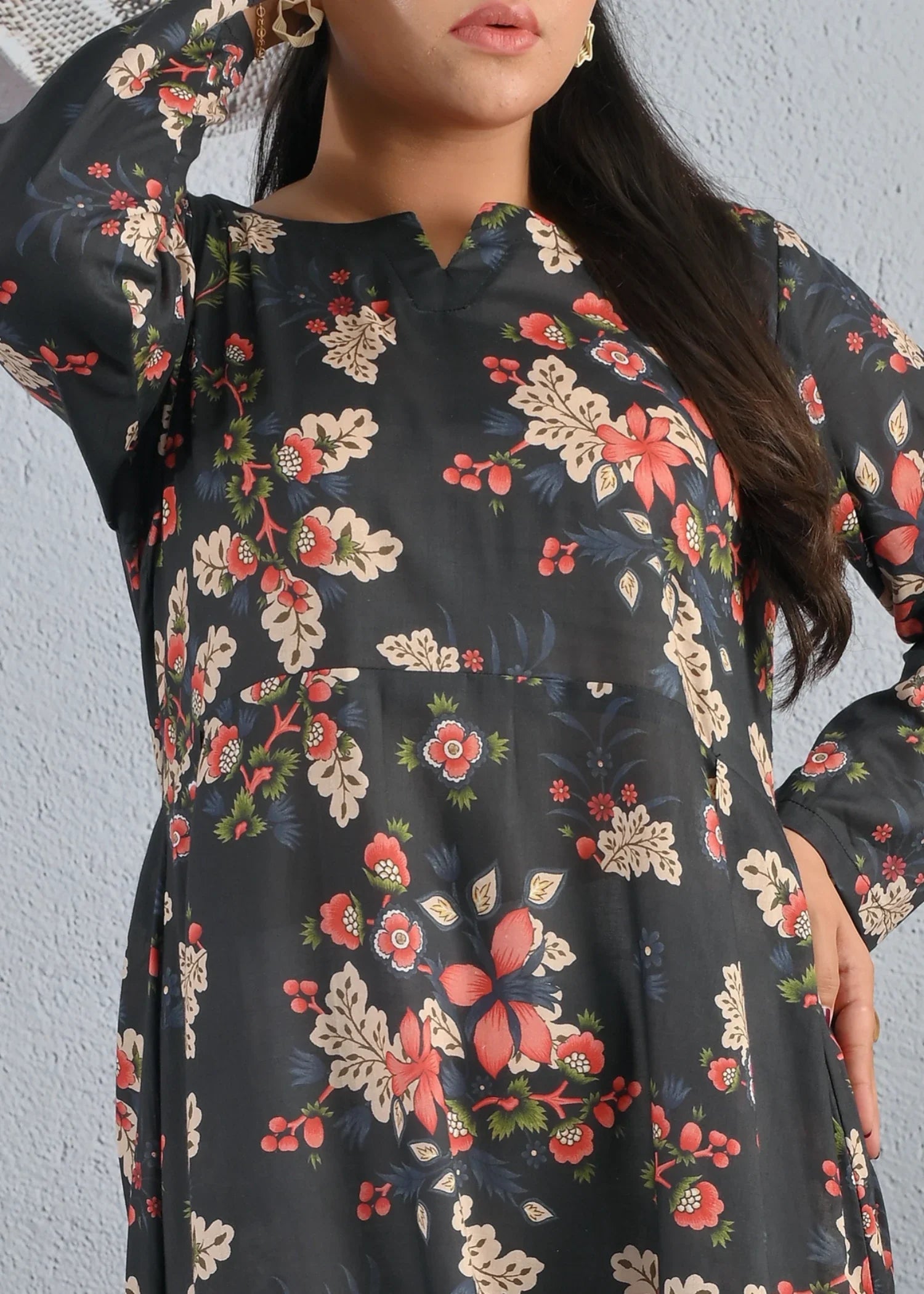 cotton Maxi in Charcoal black