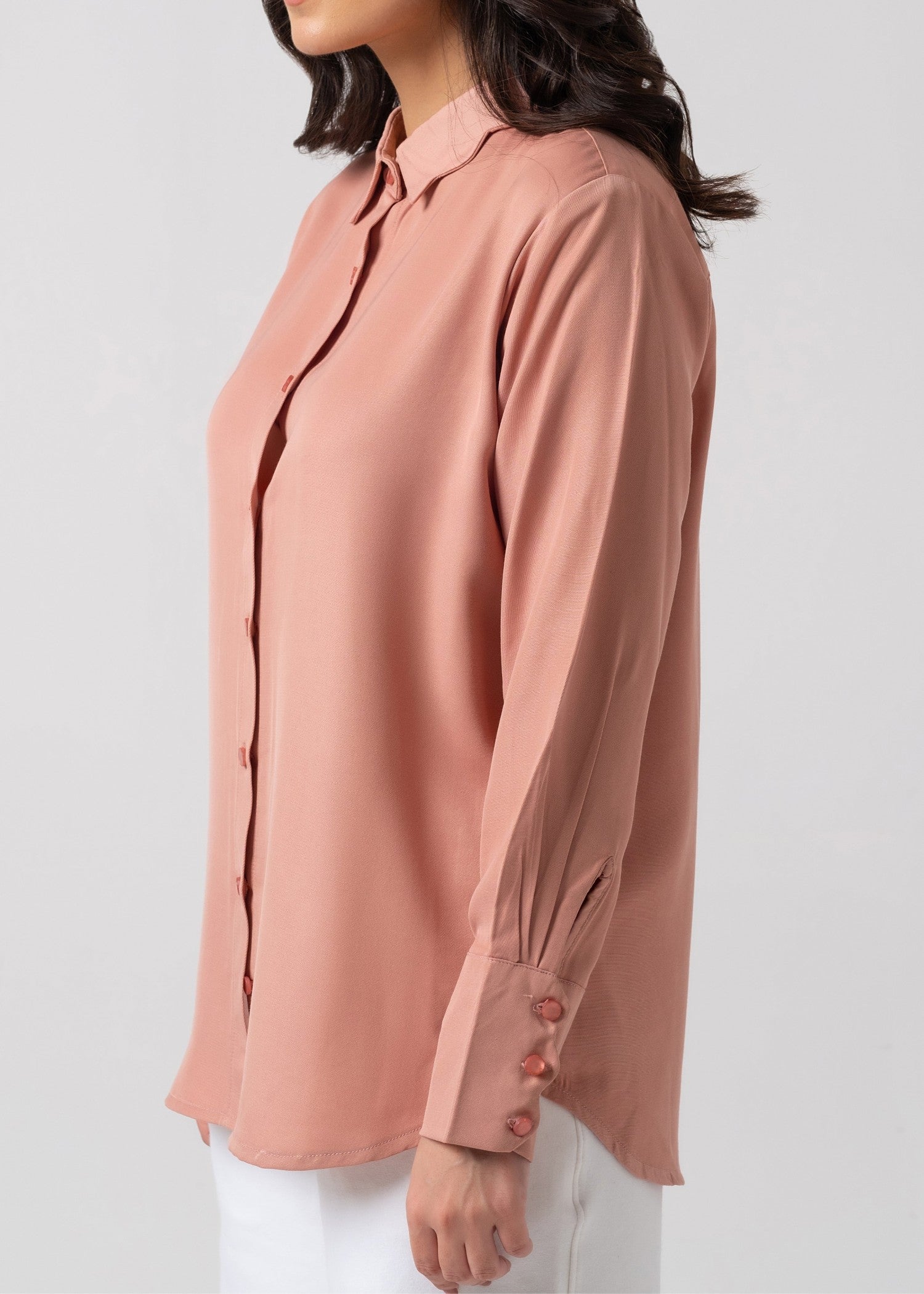 cotton silk Top in Tea rose pink