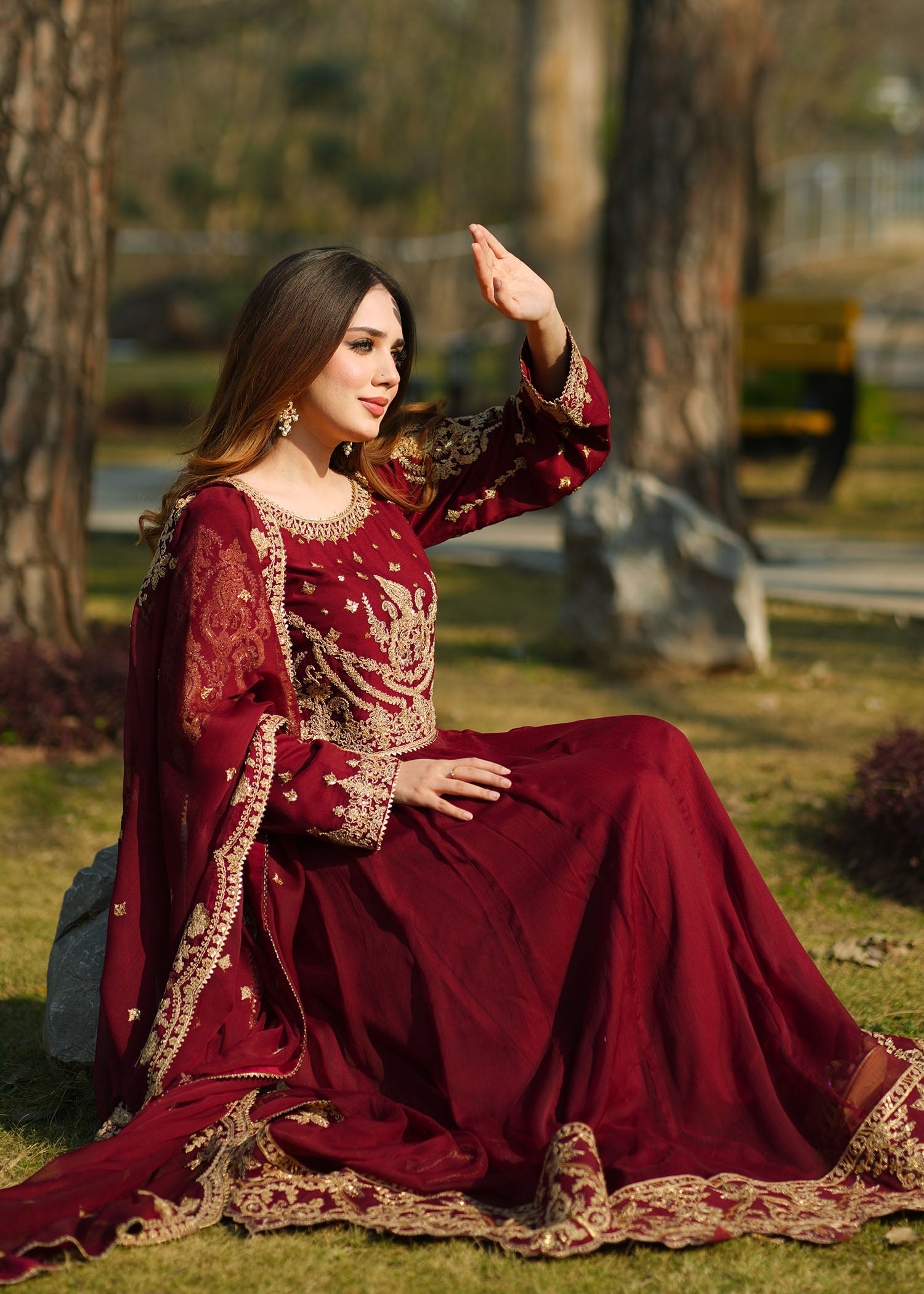 organza Maxi in Maroon