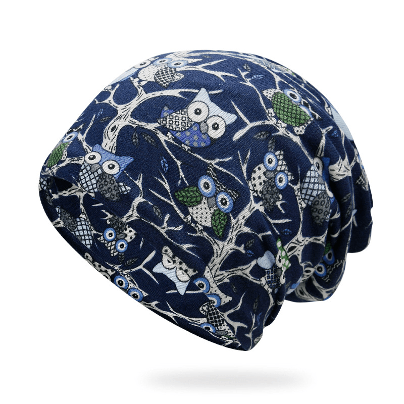 Fashion Men'S and Women'S Fashion Owl Print Riding Bib Hat Dual-Use