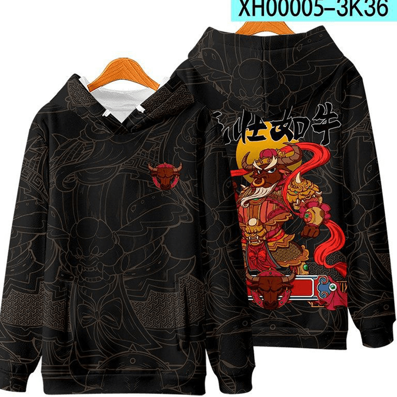 Fashion Thin Pullover Men'S Printed Hooded Sweater