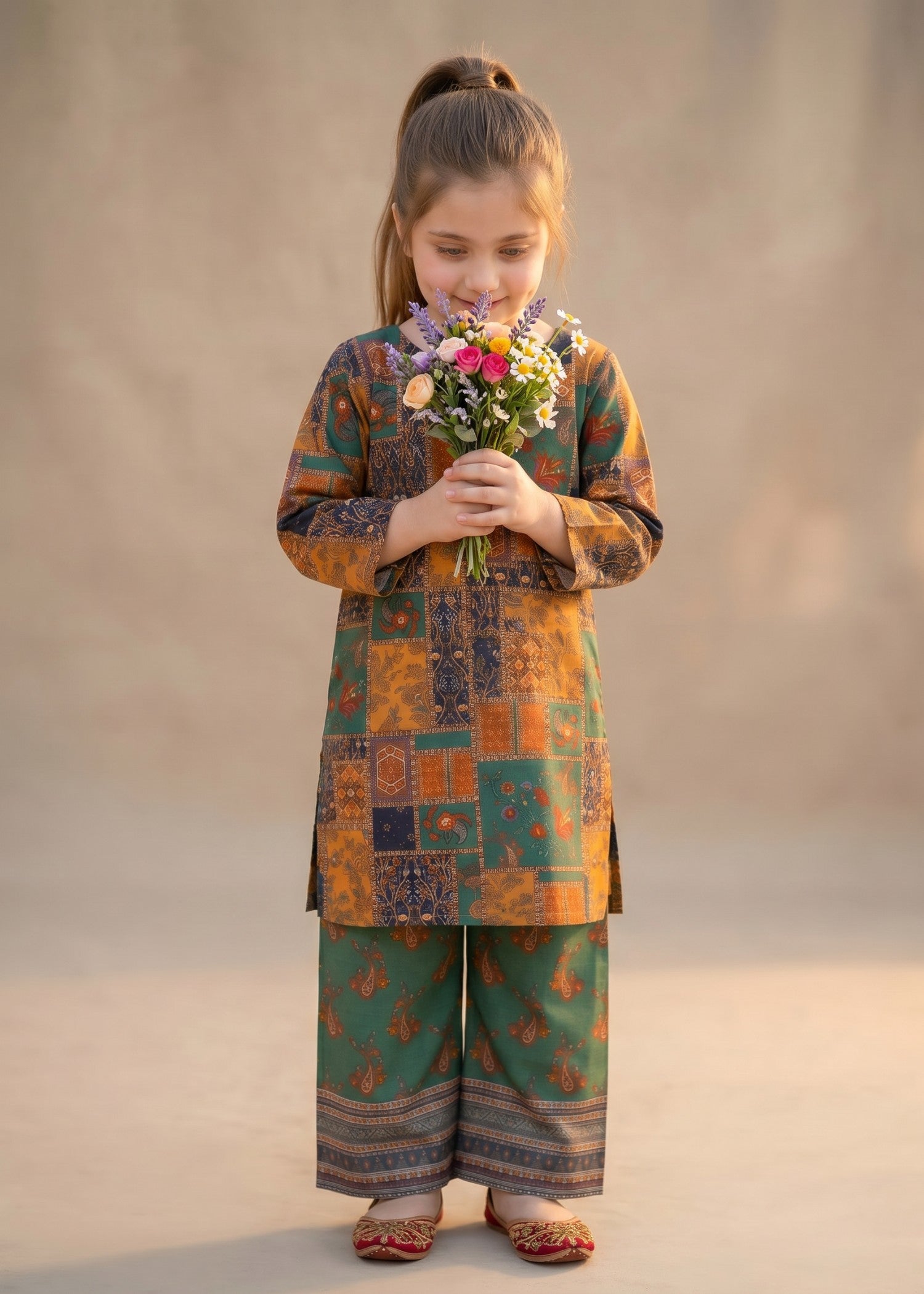 poly grip Kurta Set in Army green, mint green, bottle green