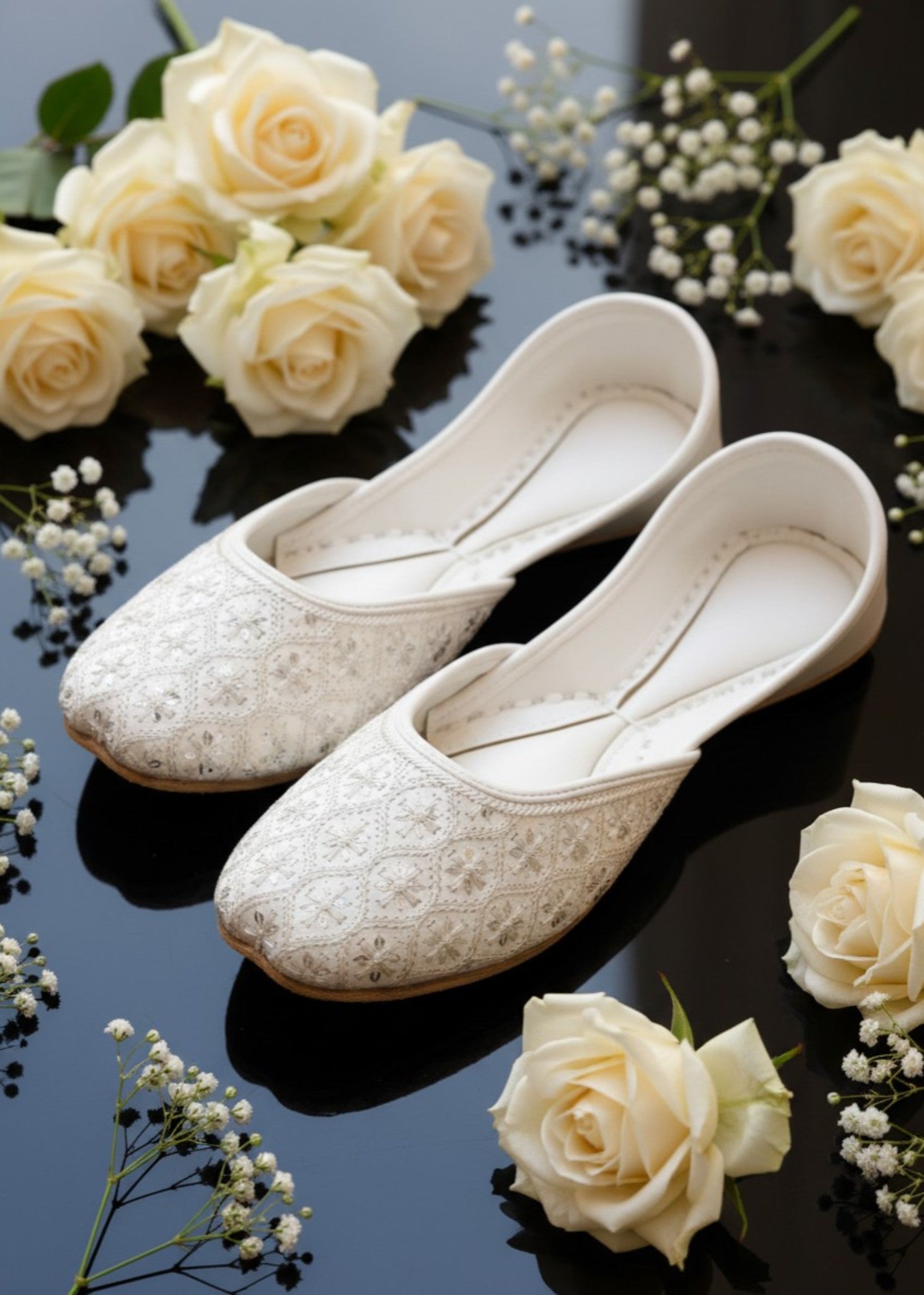 Khussa in White by - High Quality Women Khussa KAM1789
