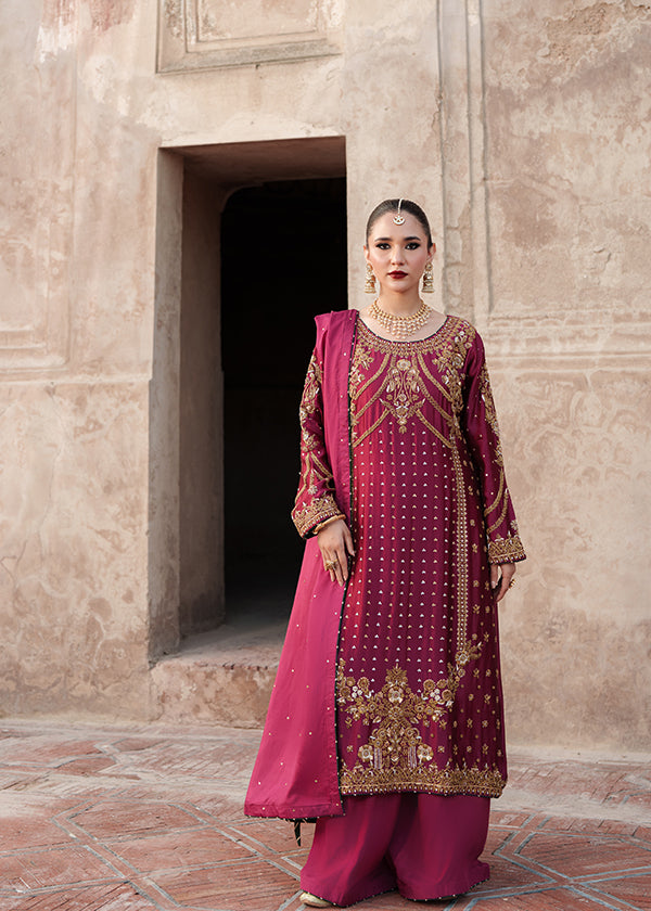 pk charmuse silk Kurta Set in Deep carmine