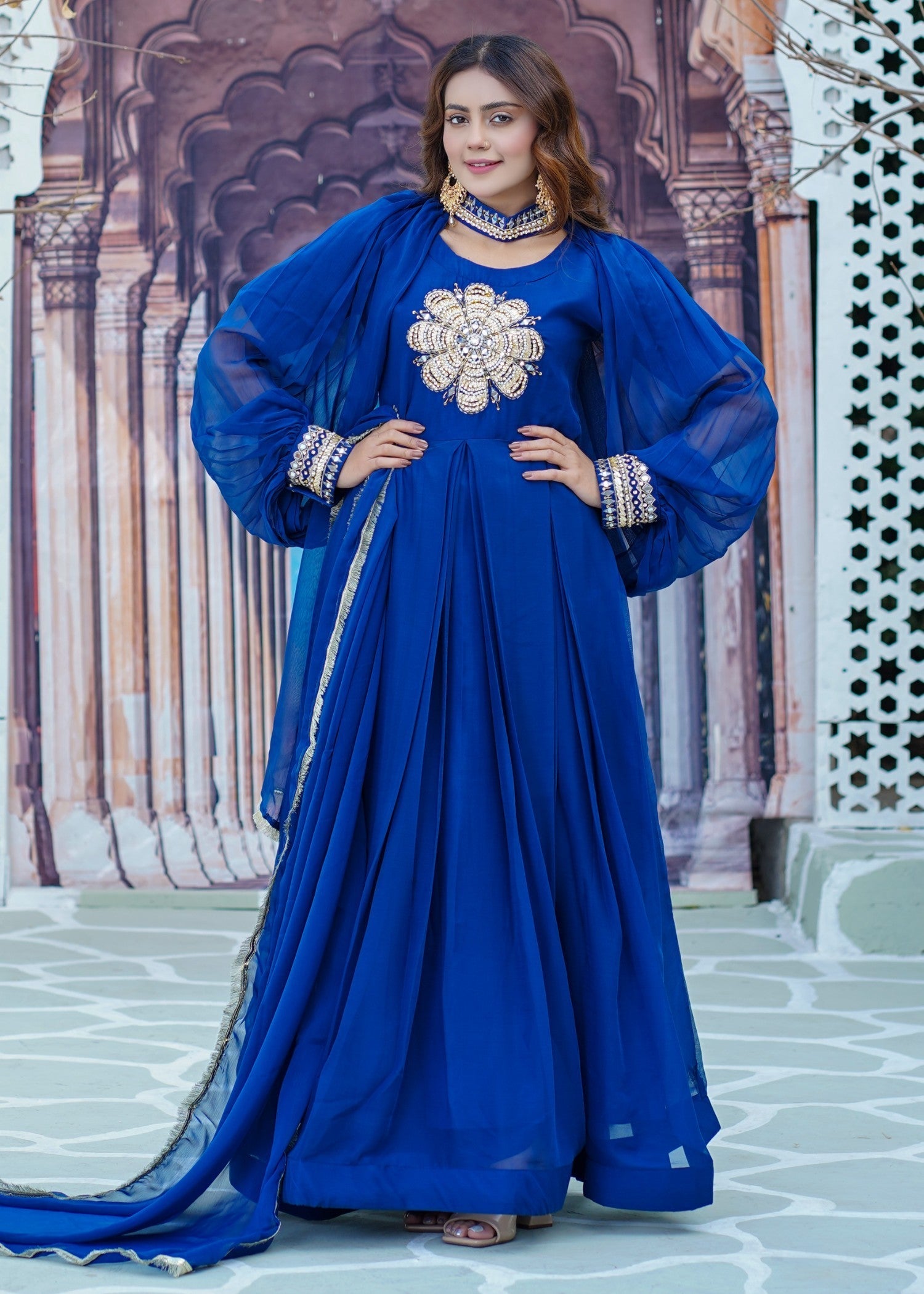 chiffon Maxi in Sapphire blue