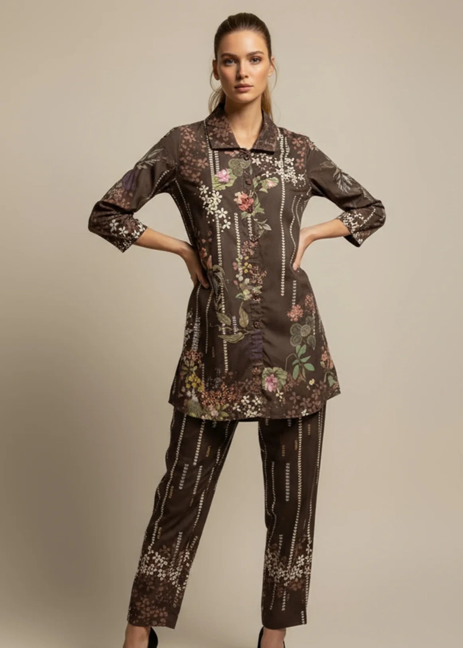 cambric Co ord Sets in Coffee brown