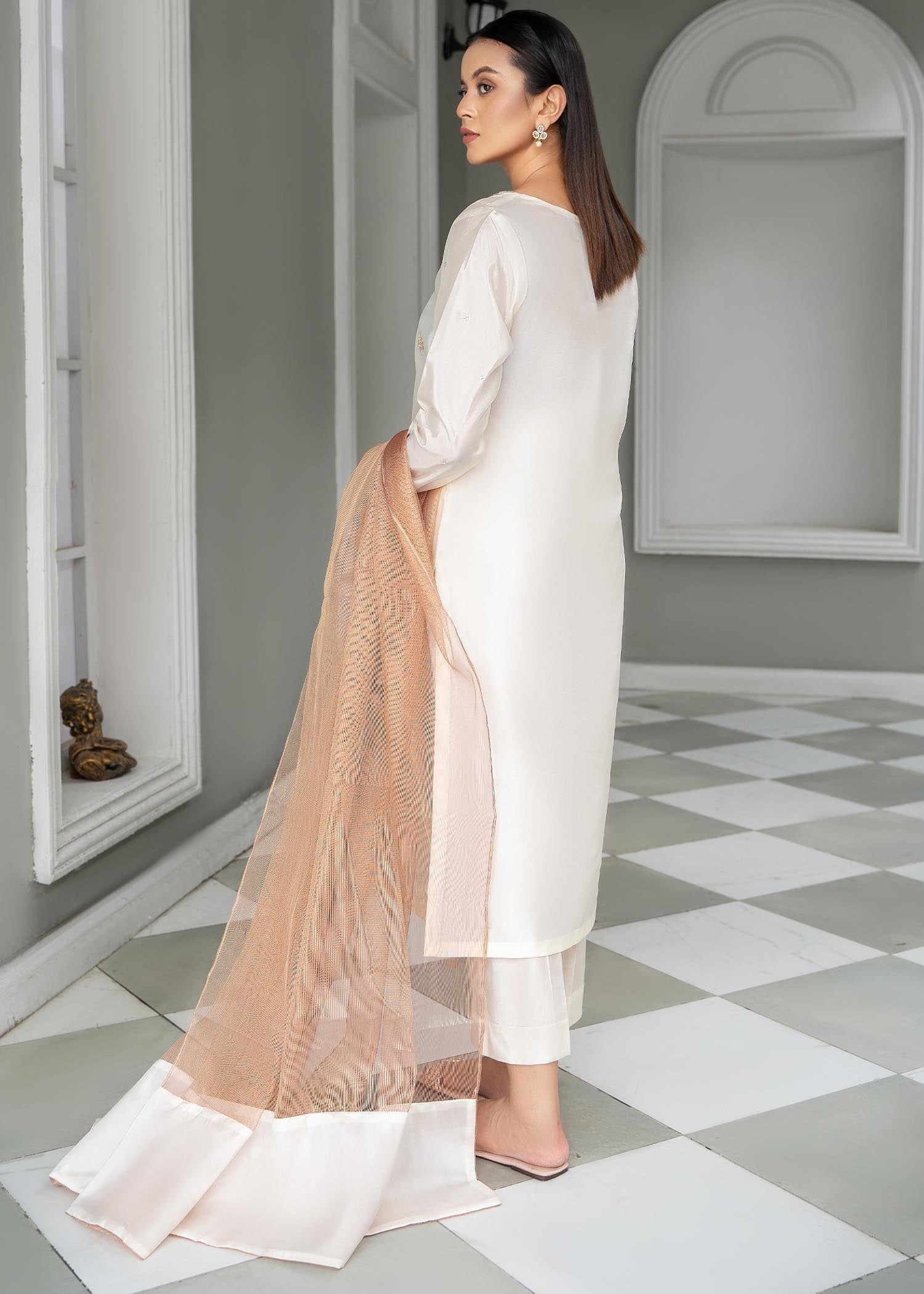 kattan silk Kurta Set in Ivory