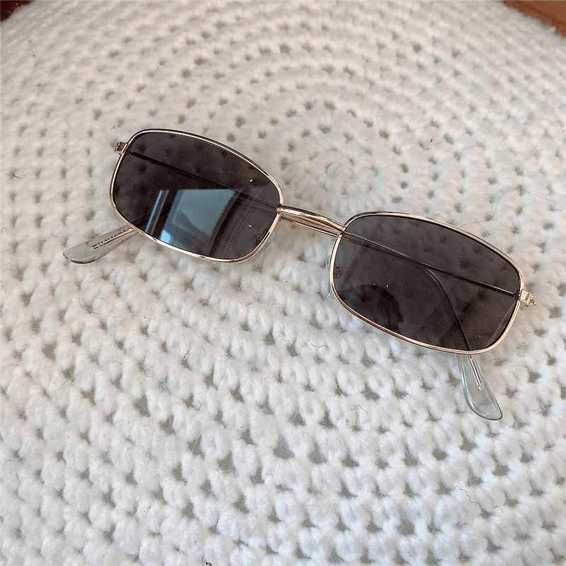 Sunglasses European and American Niche Box Jump Di Sunglasses Color Retro Hong Kong Style Gold