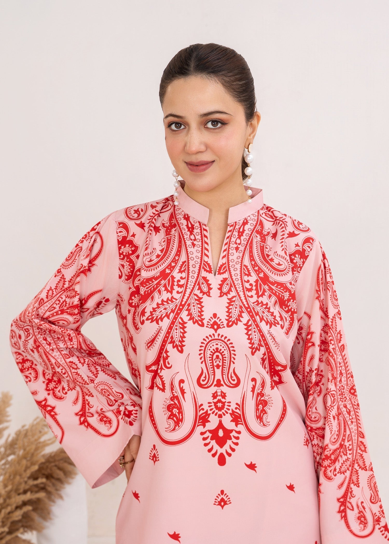 poly lawn Co Ord Sets in Blush pink, red
