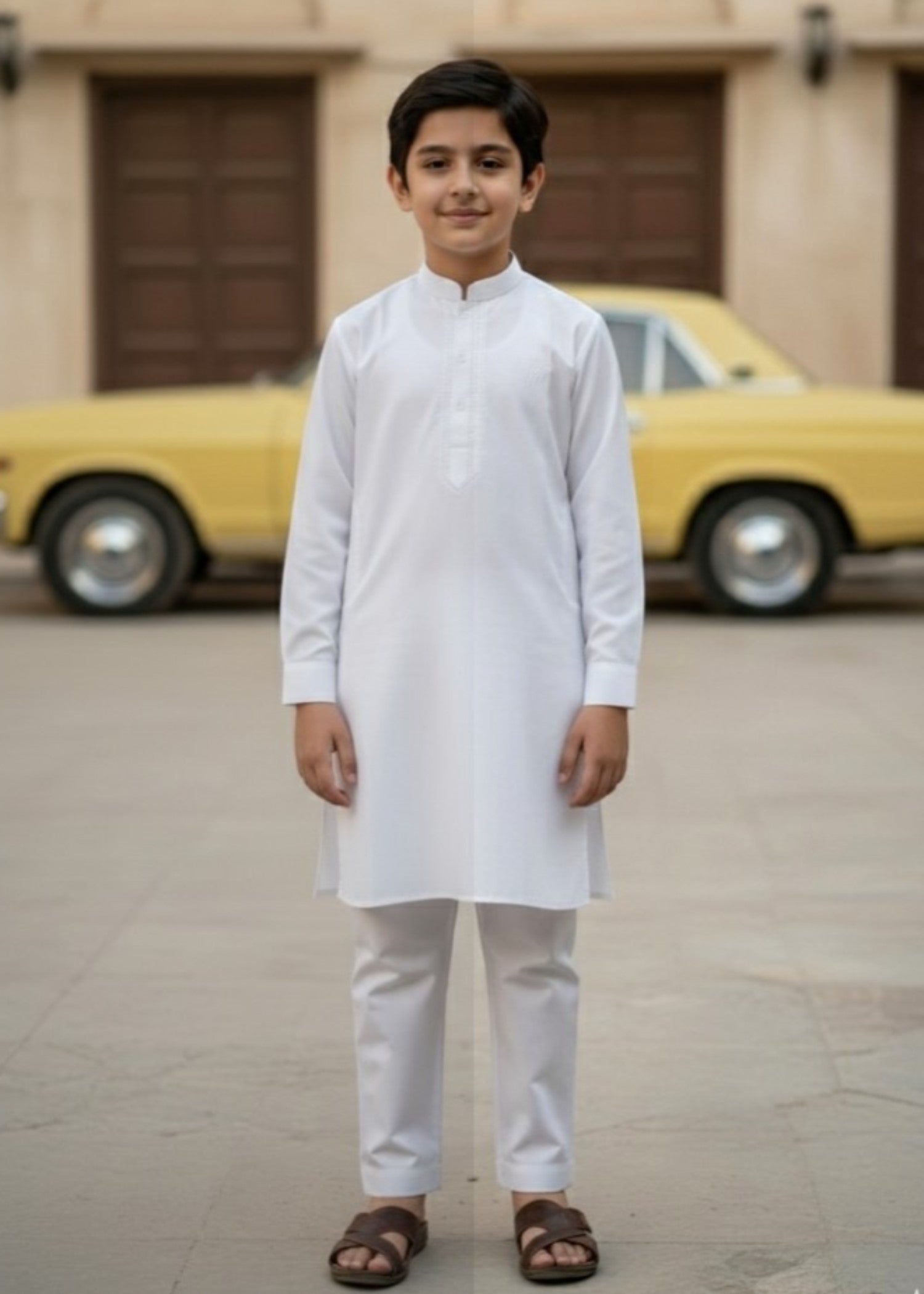 cotton Kurta Set in White
