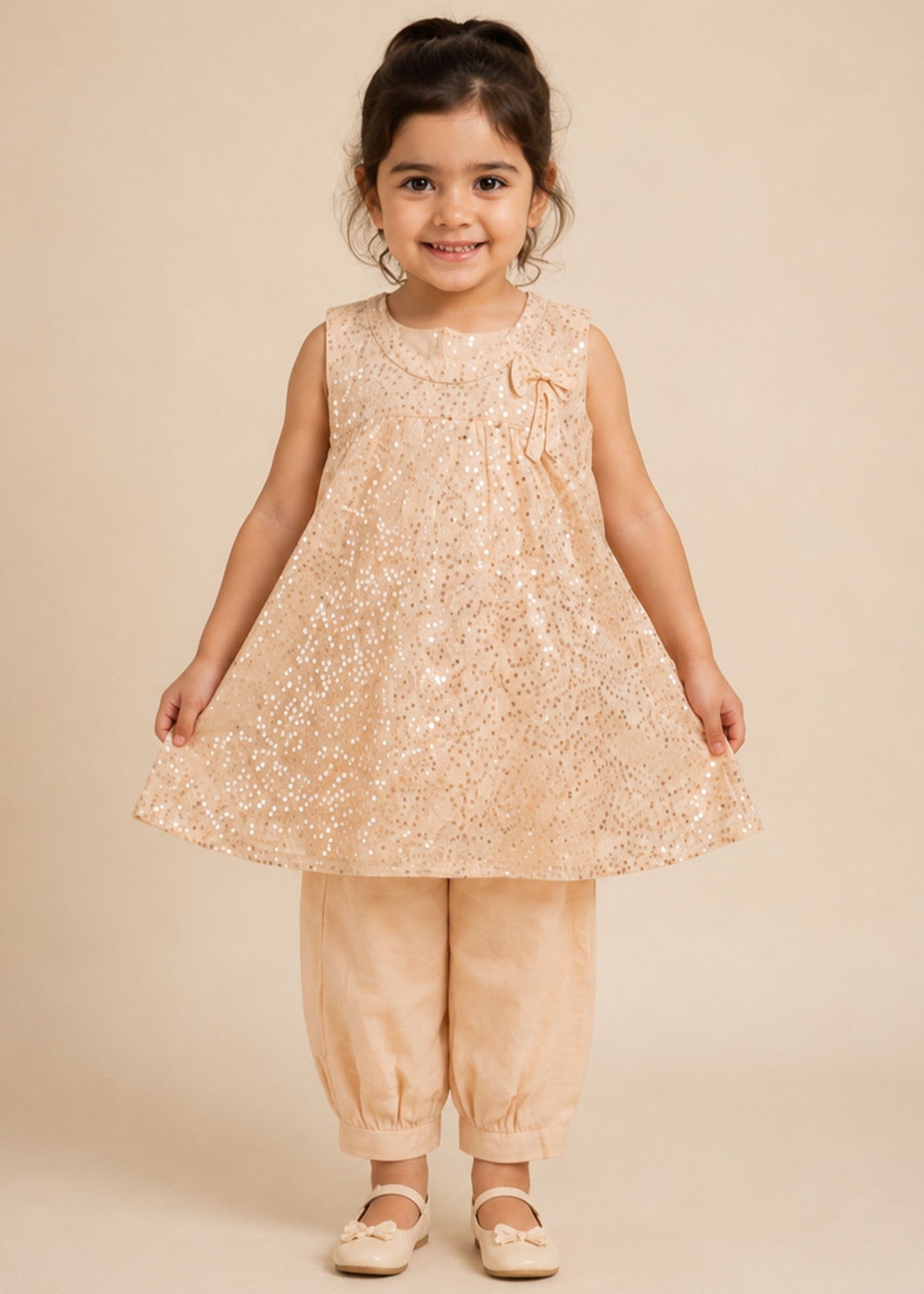 net Short Frock in Pink