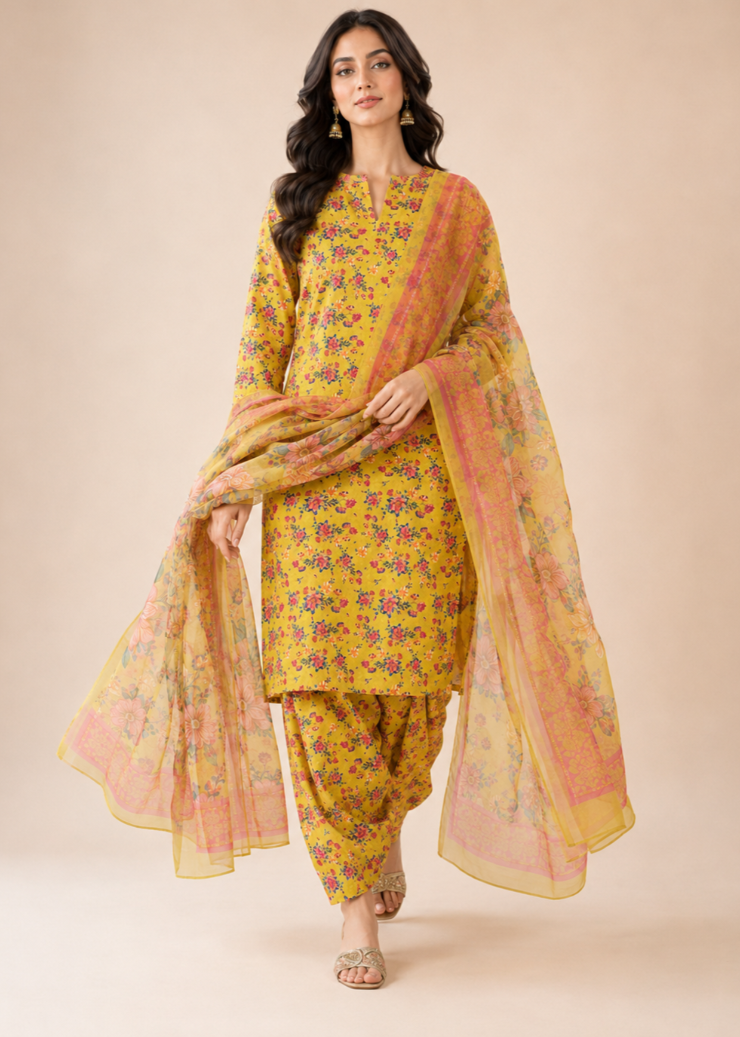 swiss lawn Unstitched in Yellow