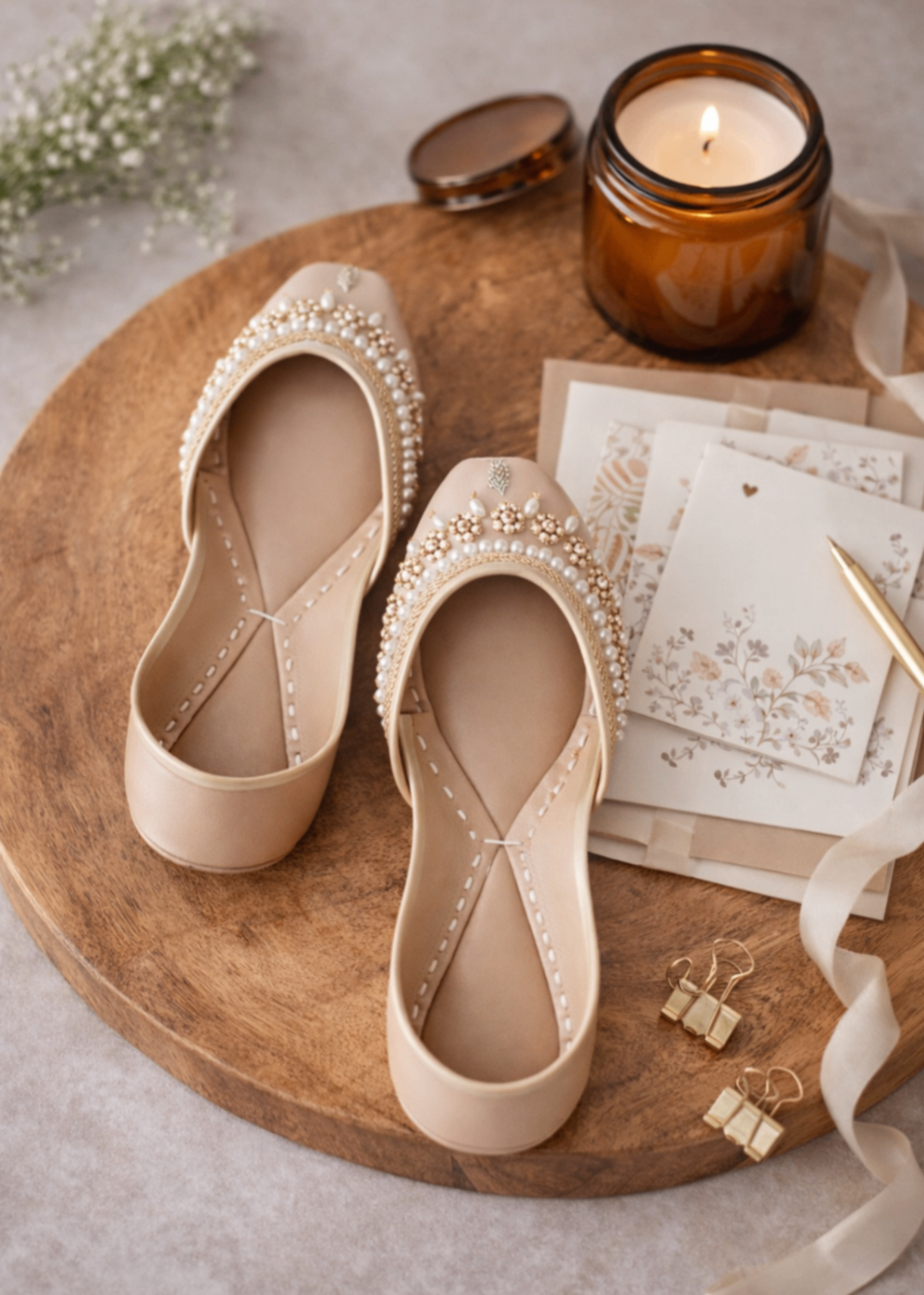 Khussa in Gold by - High Quality Women Khussa YAS3572