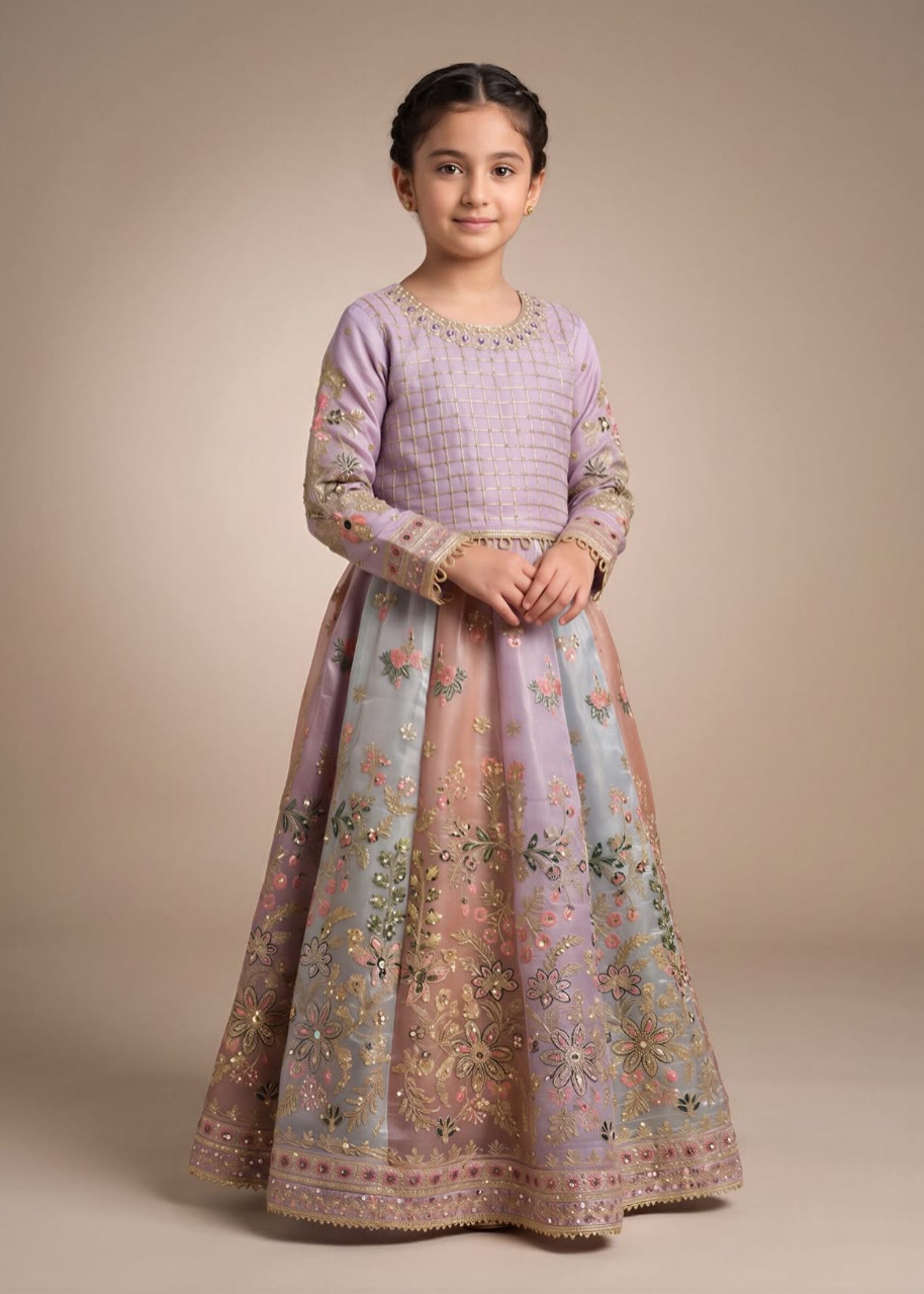 silk Lehenga in Multi